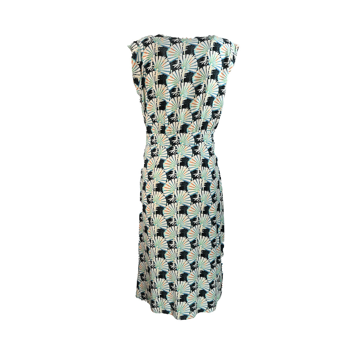 Vestido midi de linho estampado