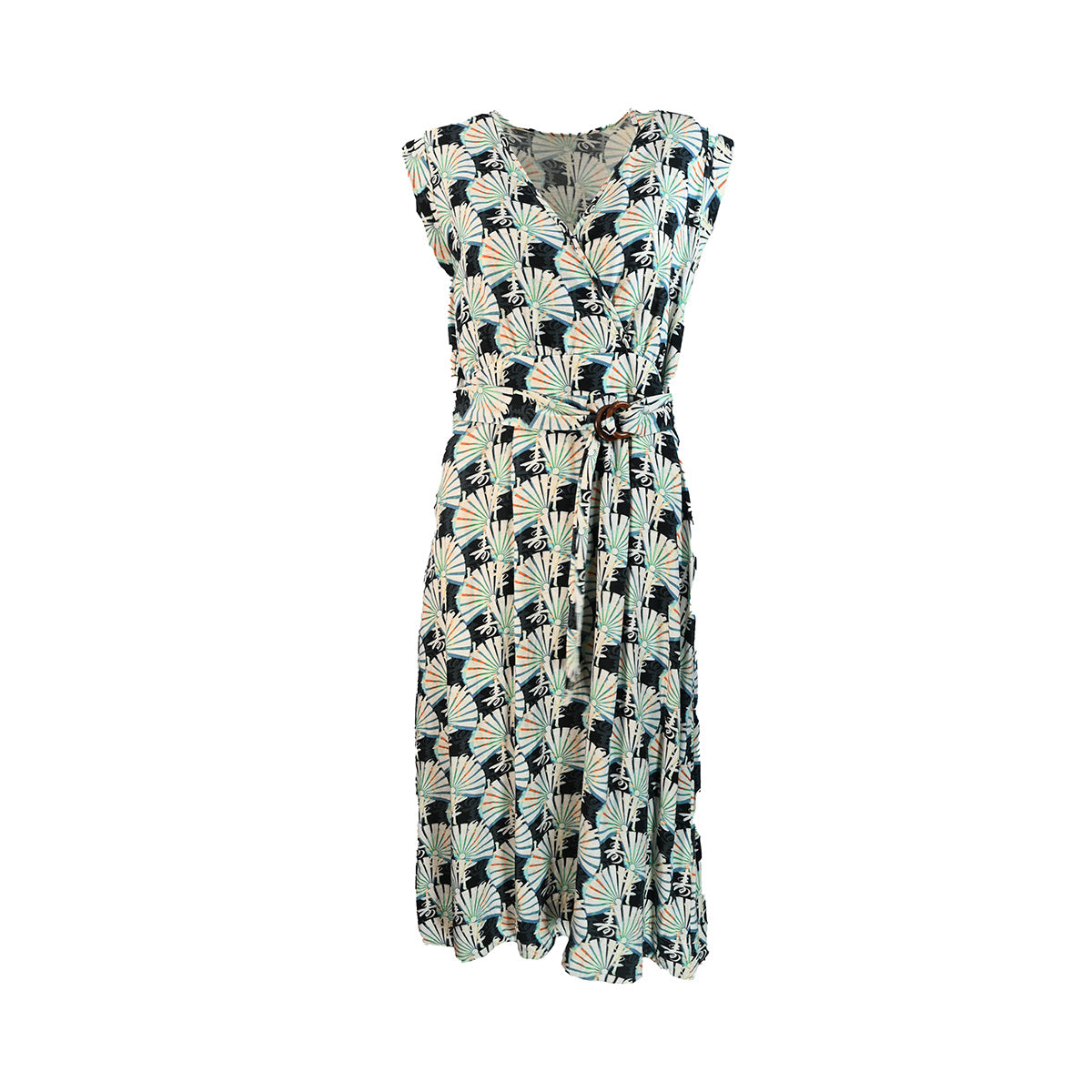 Vestido midi de linho estampado