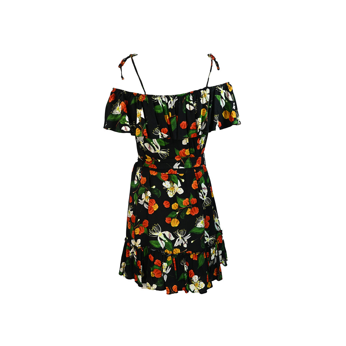 Vestido curto com estampa de acerolas