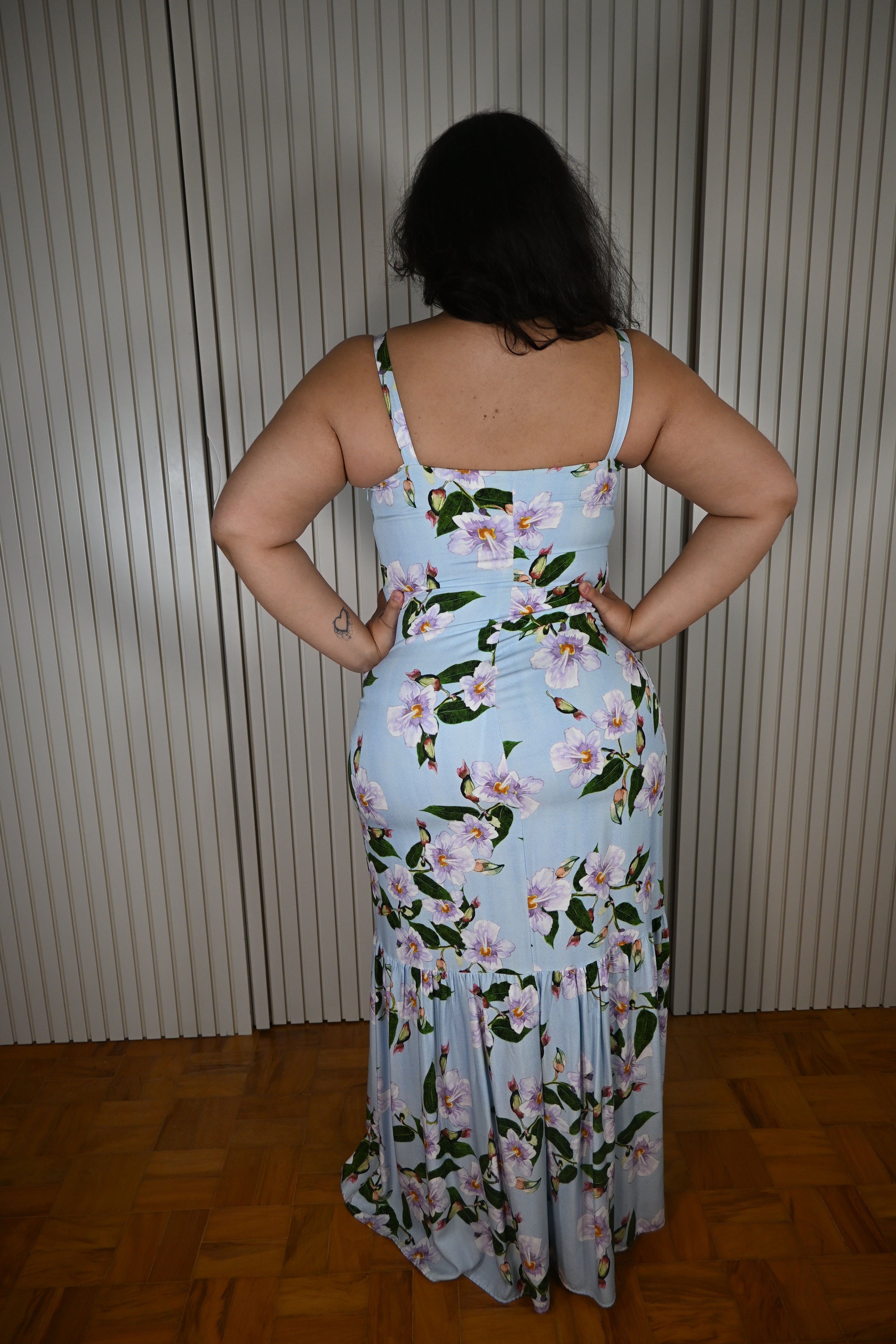 Vestido Longo Azul Claro Floral