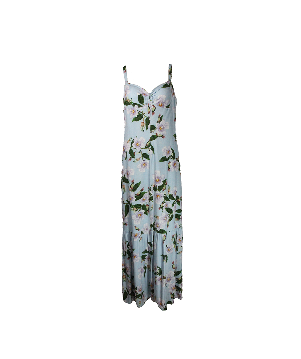 Vestido Longo Azul Claro Floral