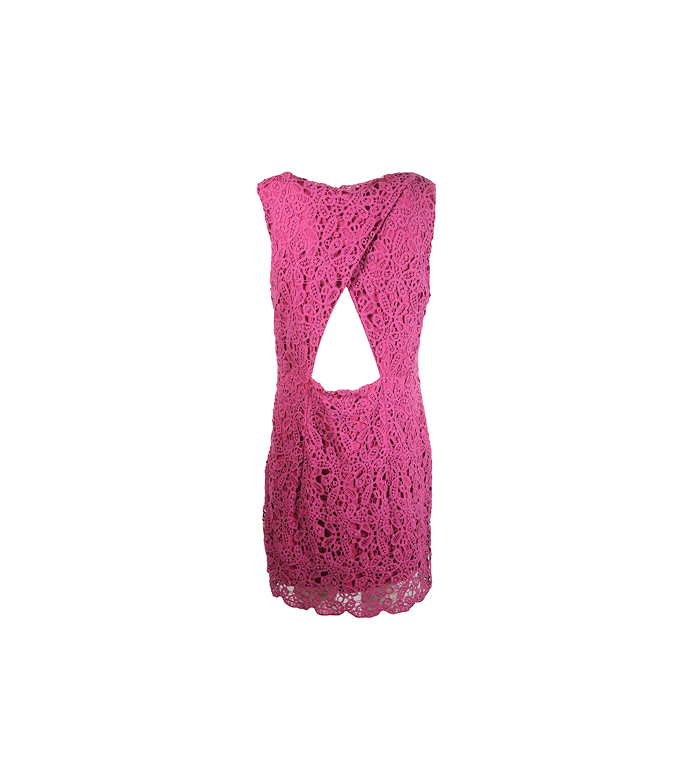 Vestido Curto Rosado de Renda