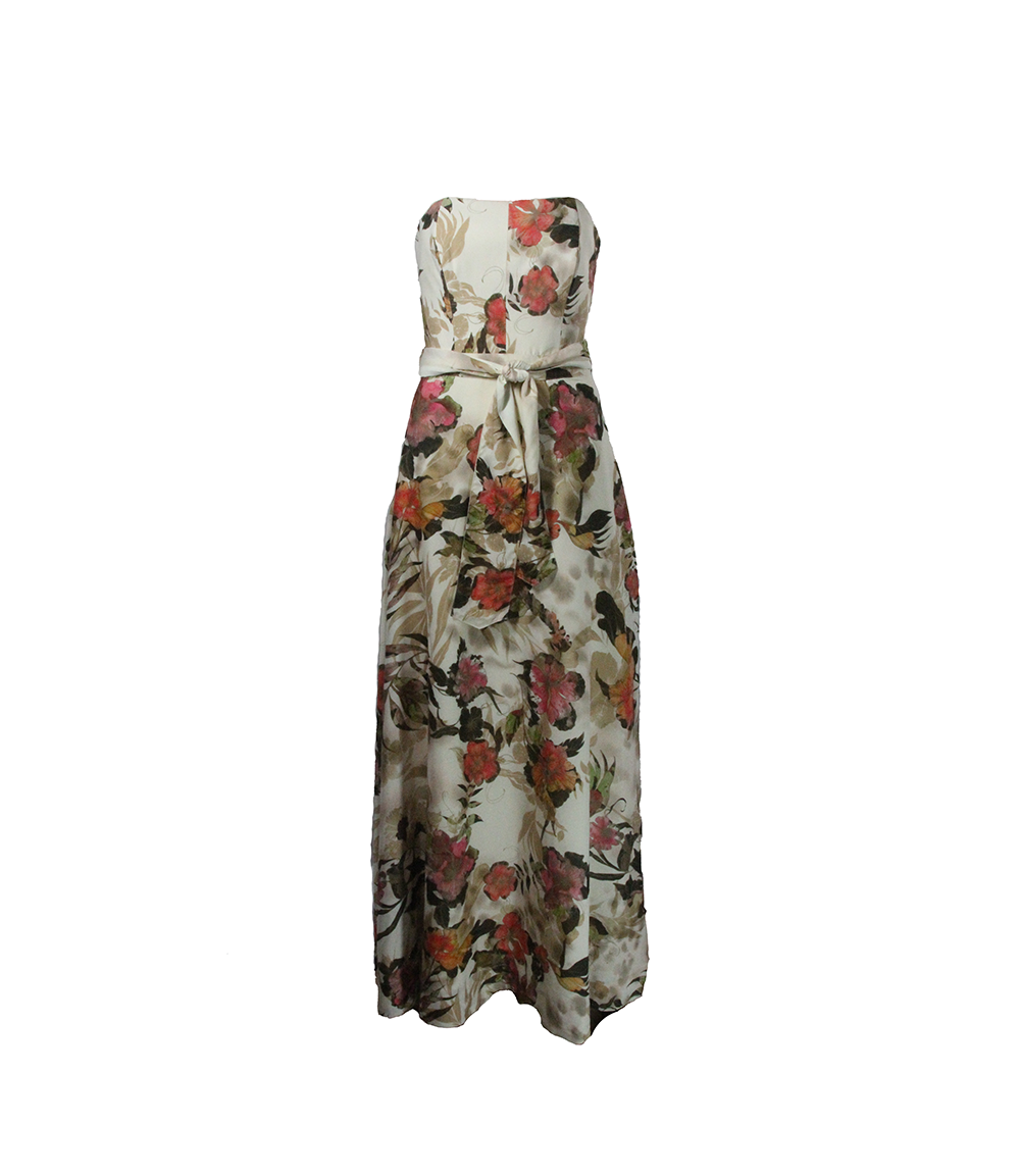 Vestido Longo Off-white Floral