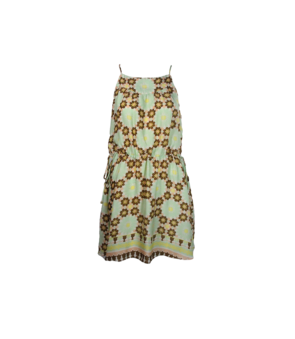 Vestido Curto Verde Menta Estampado