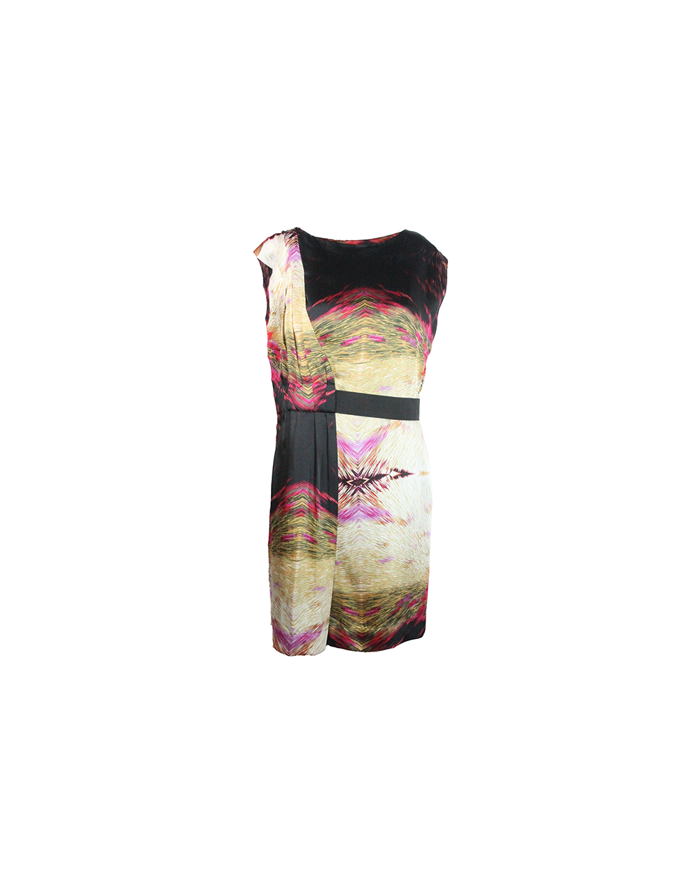Vestido Curto Colorido com Faixa Preta
