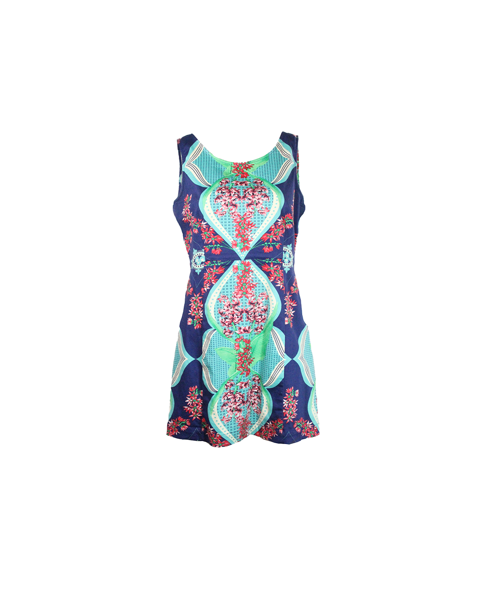 Vestido Curto Azul Estampado