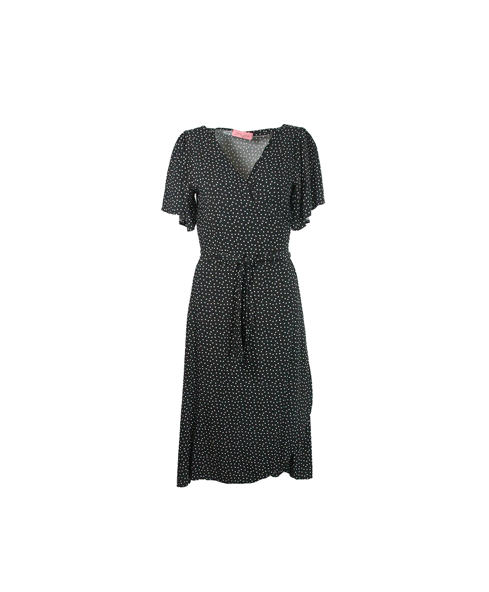 Vestido Midi Preto com Poá Branco