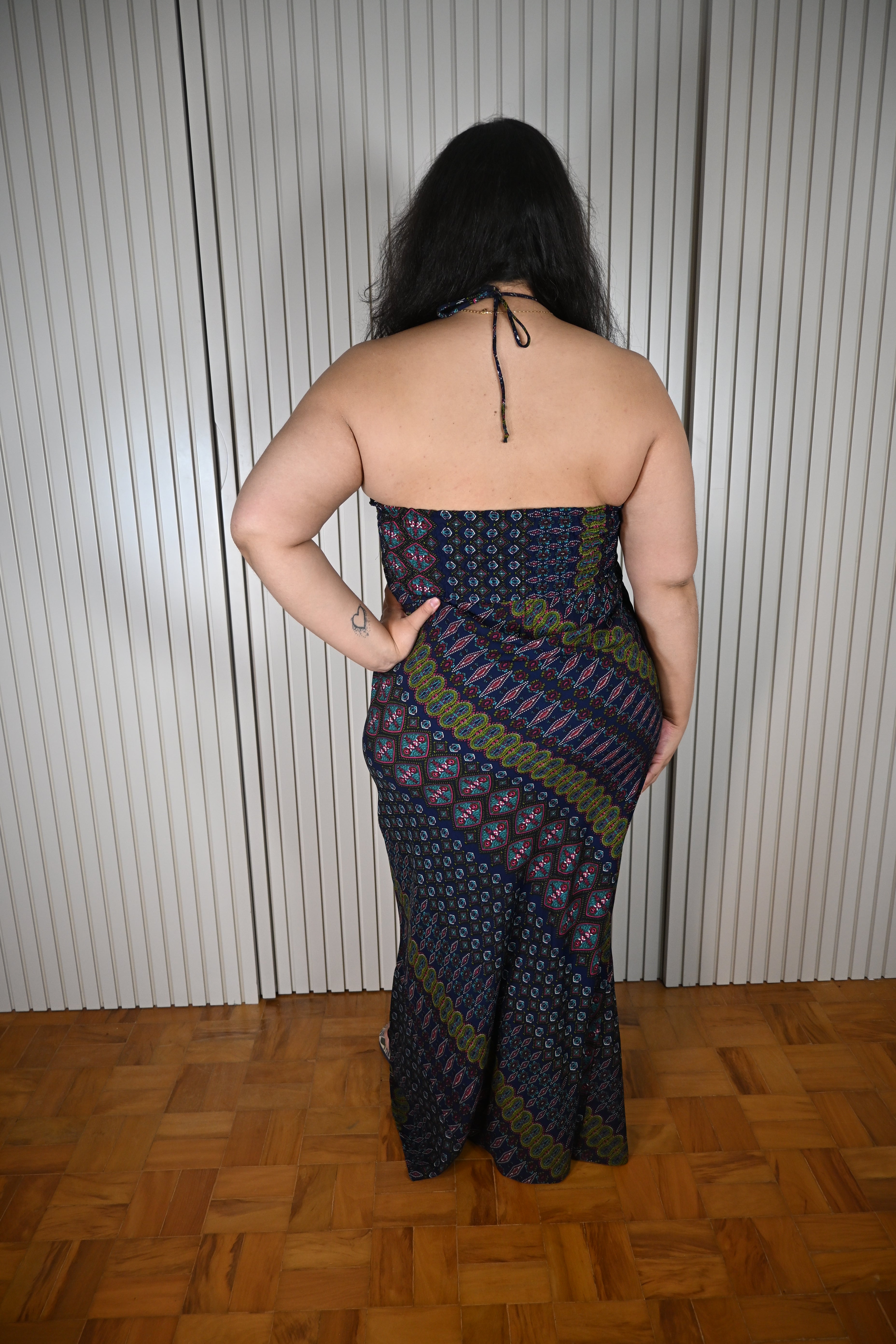 Vestido Longo Estampado Frente Unica