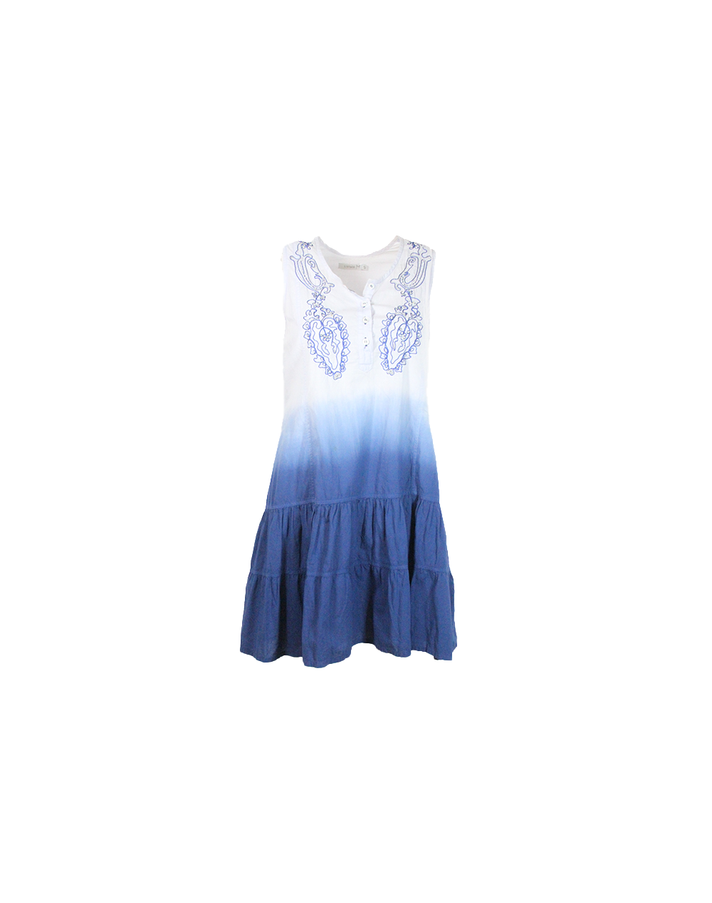 Vestido Curto Azul Degradê com Bordado