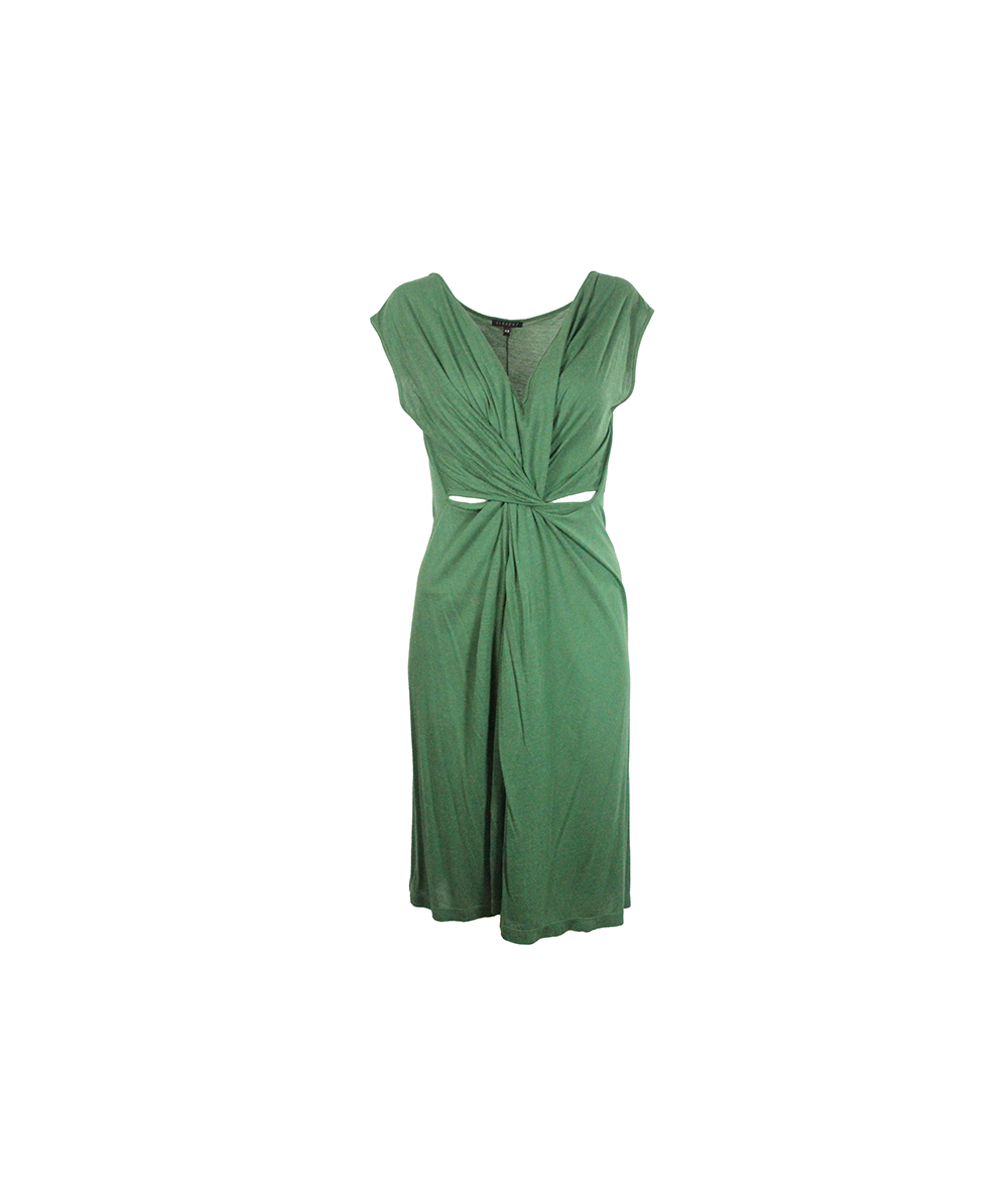 Vestido Curto Verde Musgo Com Troção Frontal