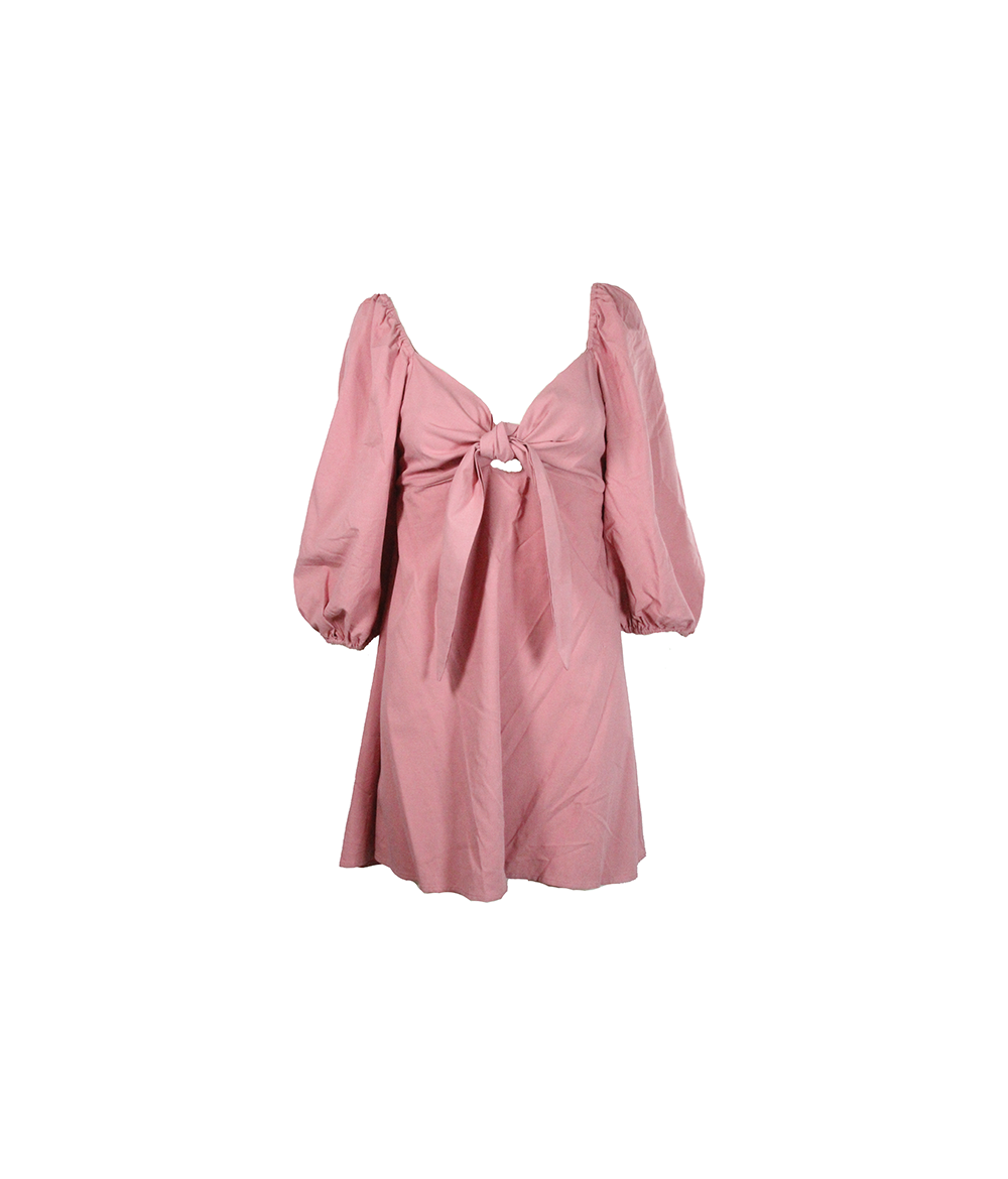 Vestido Rosa com Laço Frontal
