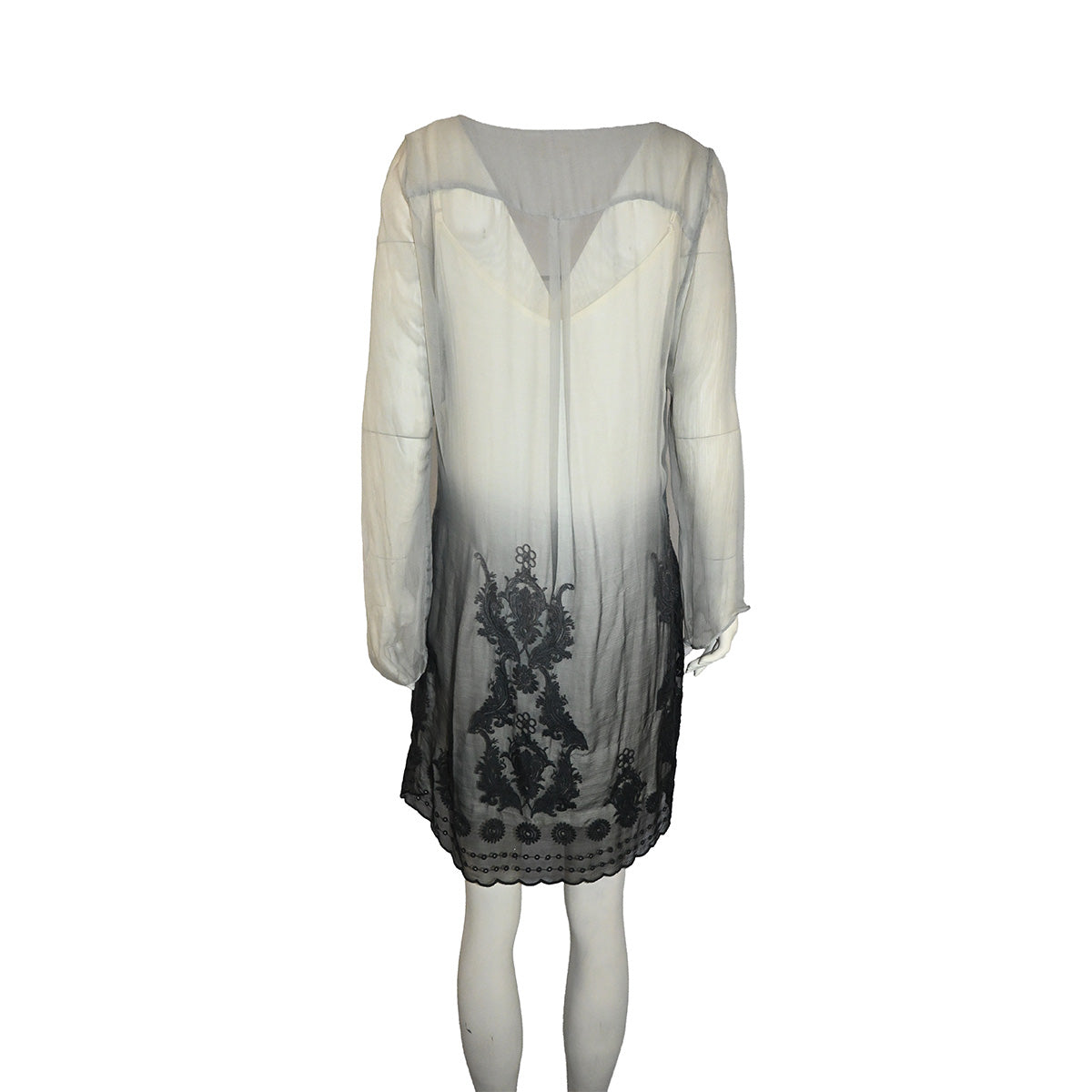 Vestido curto de seda cinza degradê