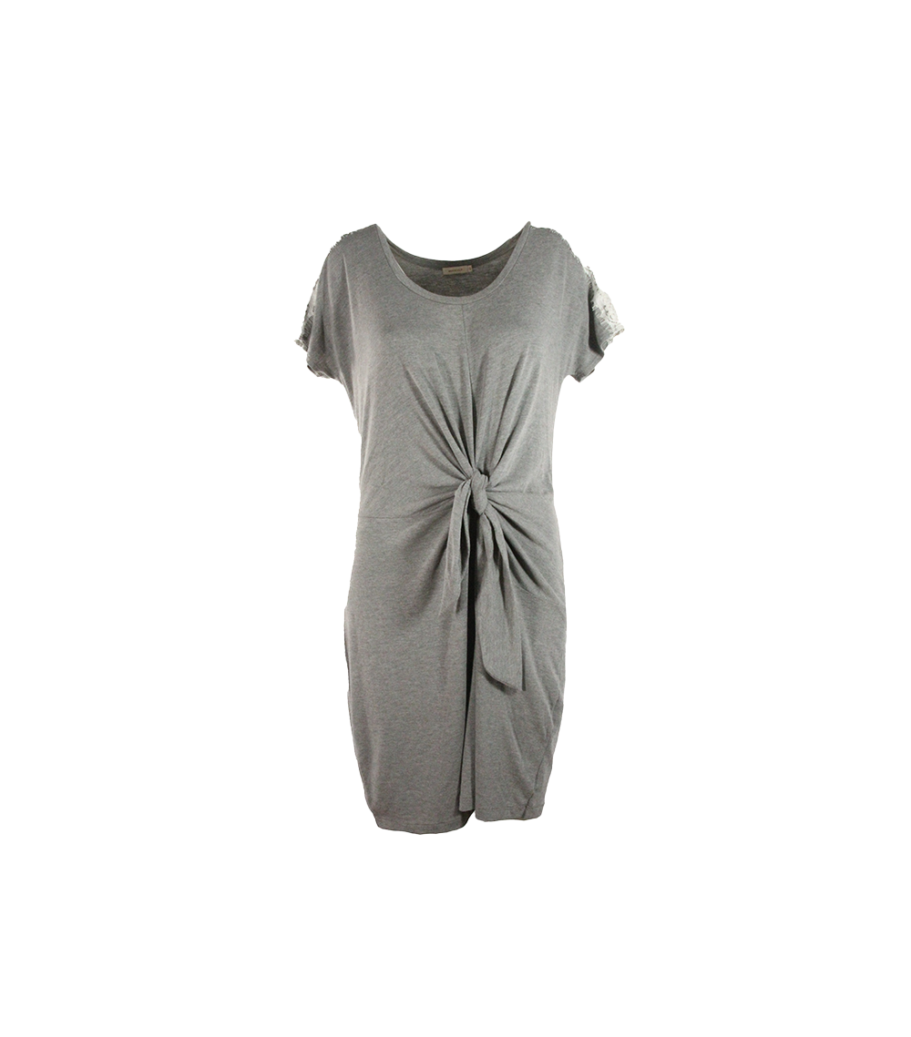 Vestido Curto Cinza com Torção Frontal