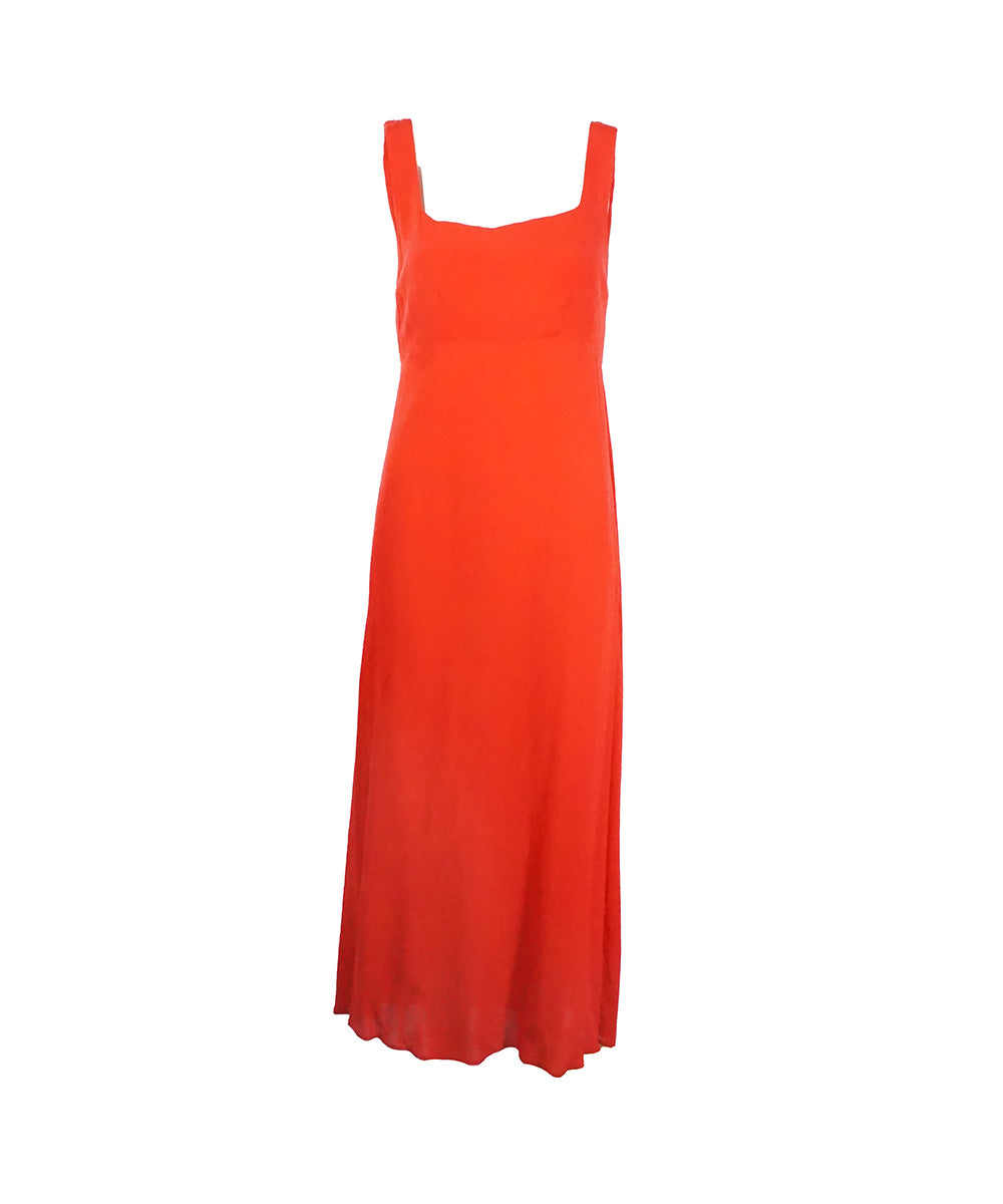 Vestido Longo Vermelho com Botões Nas Costas