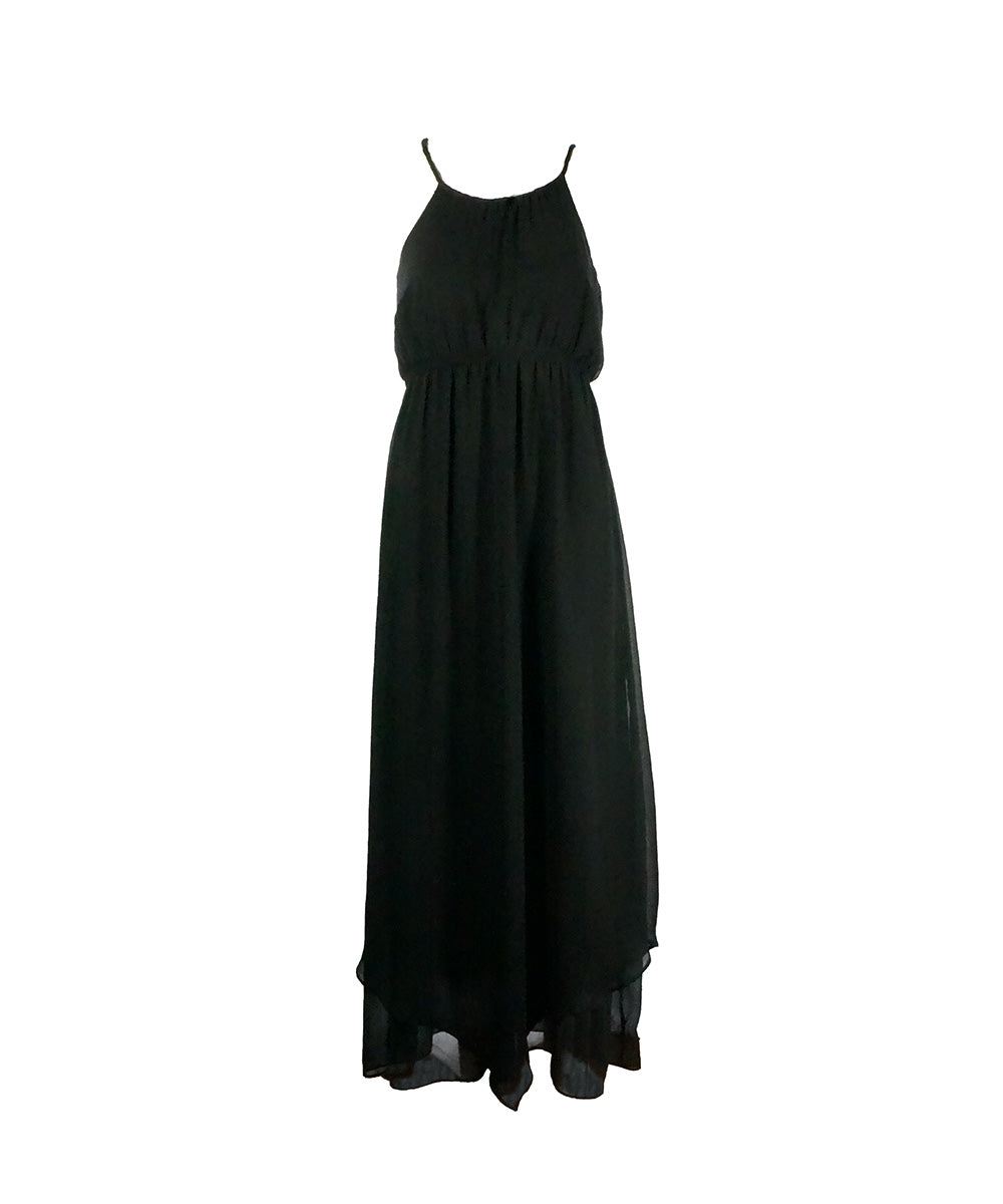 VestidoLongo Preto com Cintura Marcada