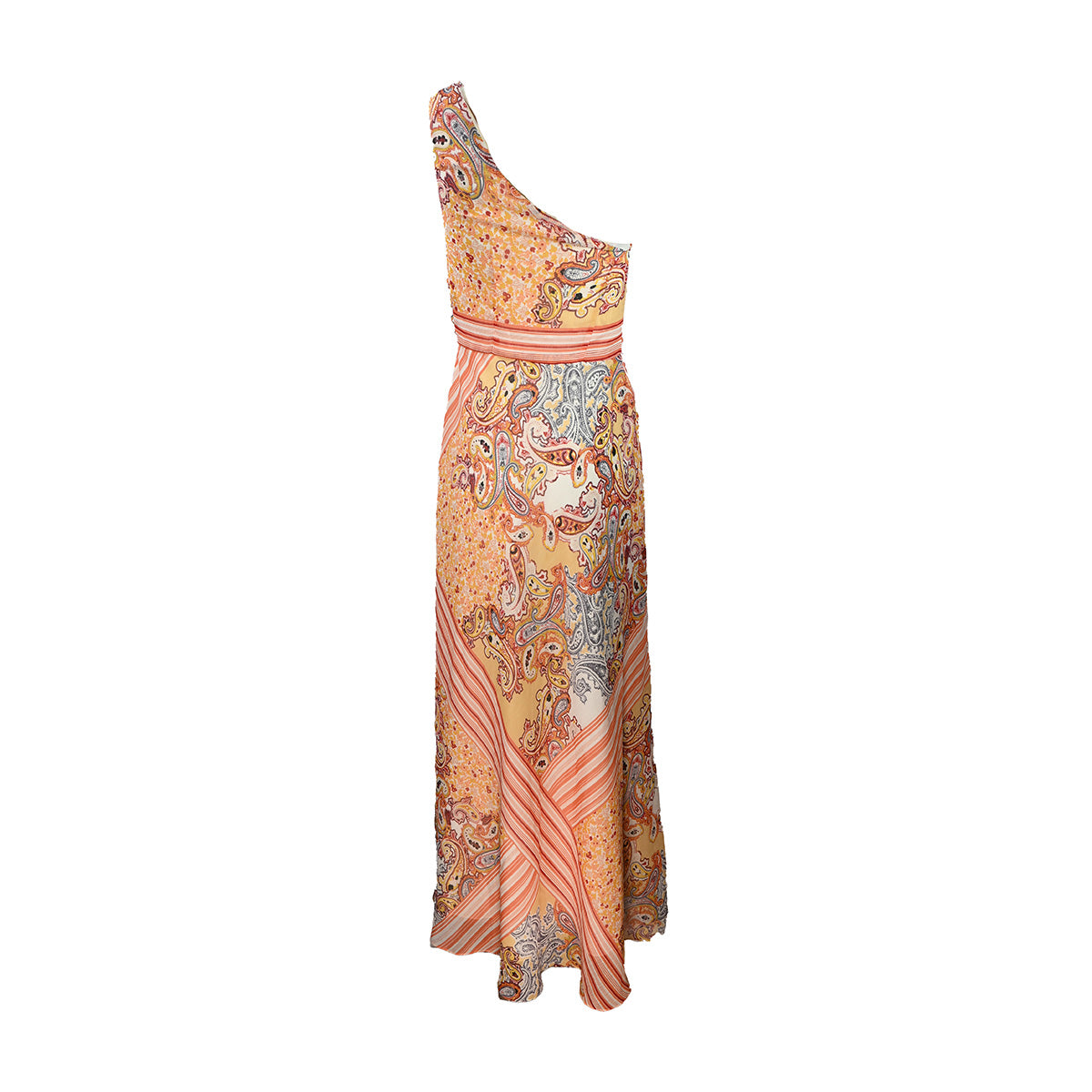 Vestido Longo Estampa Paisley em Tons de Laranja