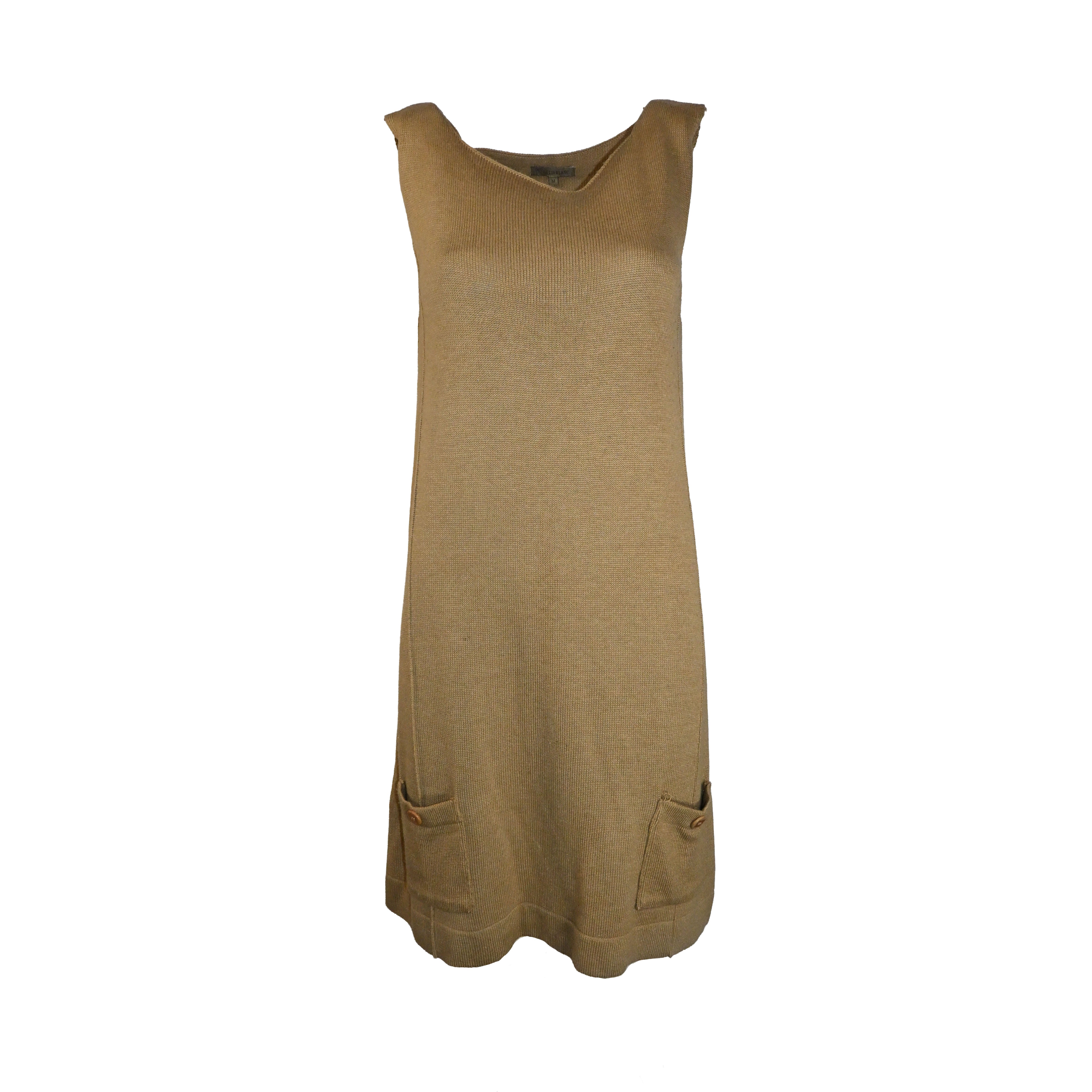Vestido curto de malha bege