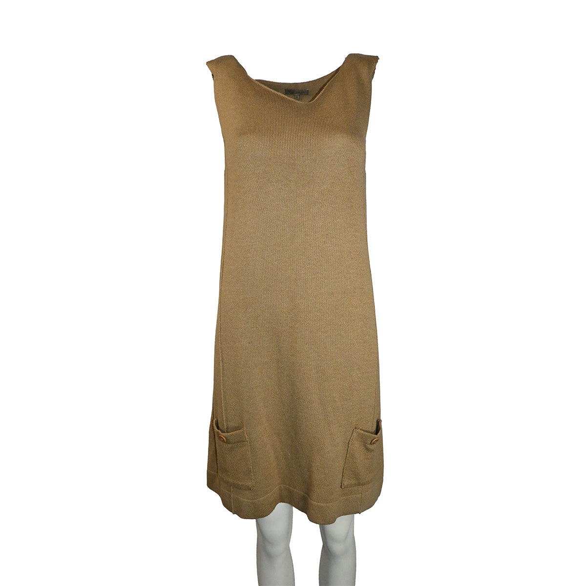 Vestido curto de malha bege