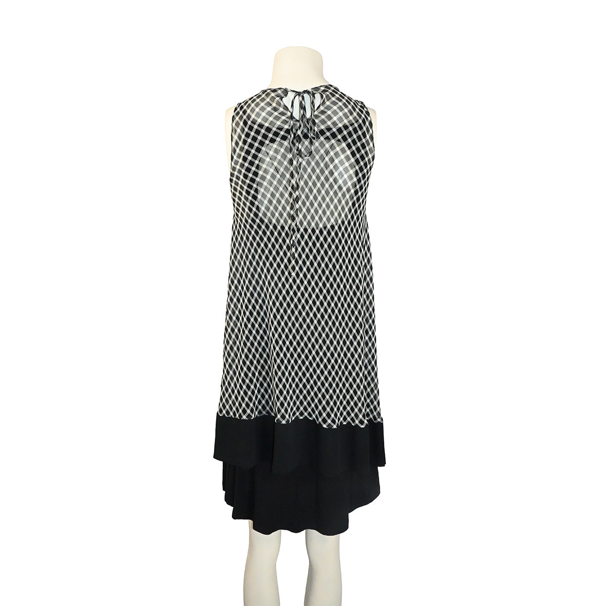 Vestido curto xadrez preto e branco