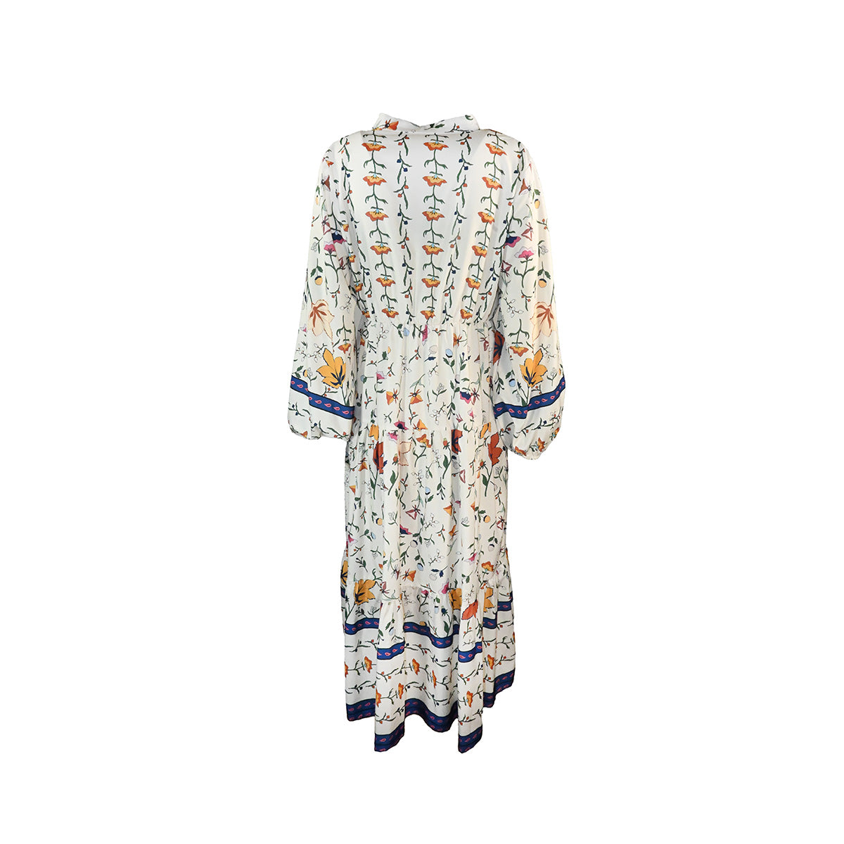 Vestido longo branco com estampa floral