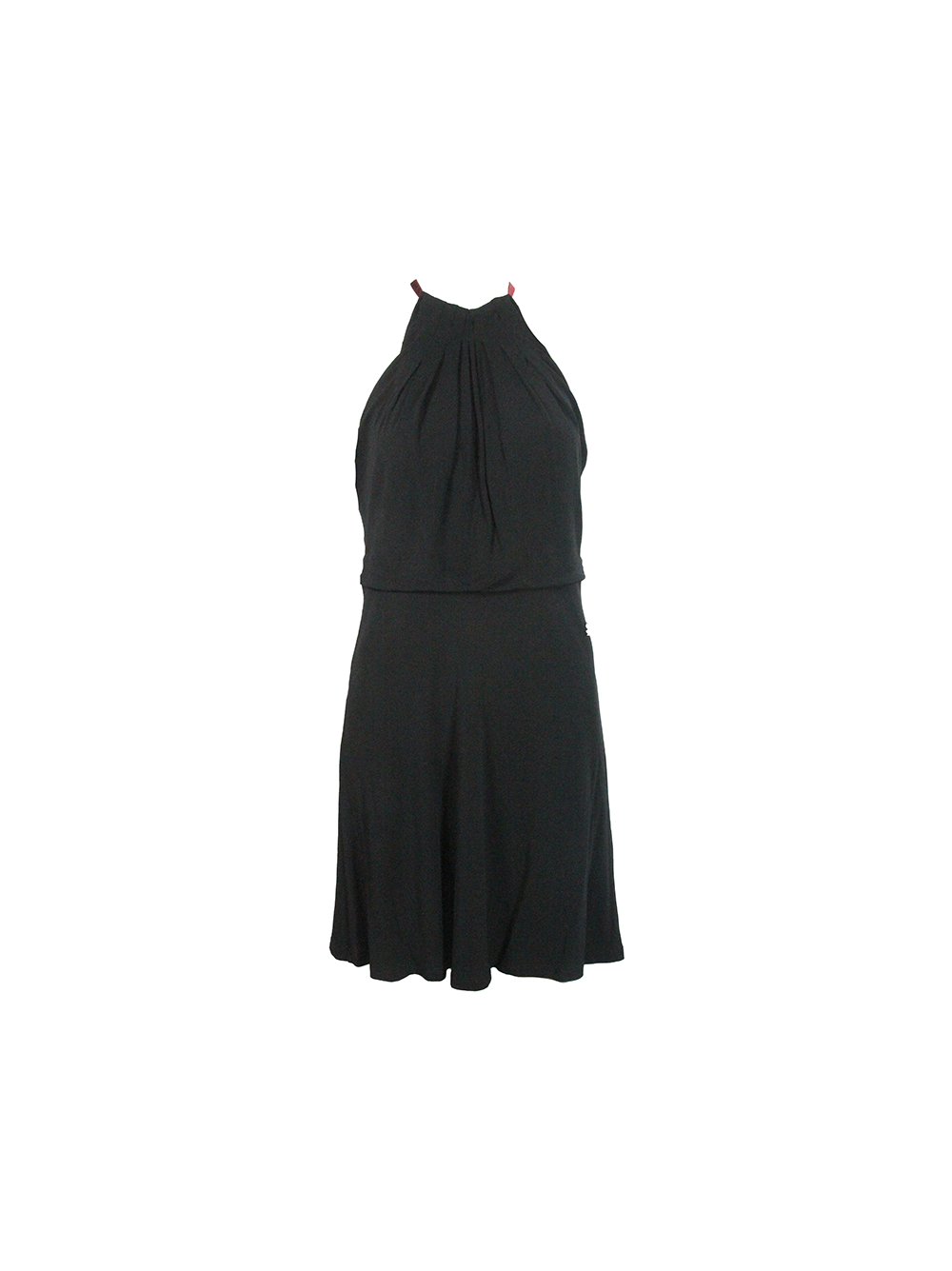 Vestido curto preto com fita de veludo vinho
