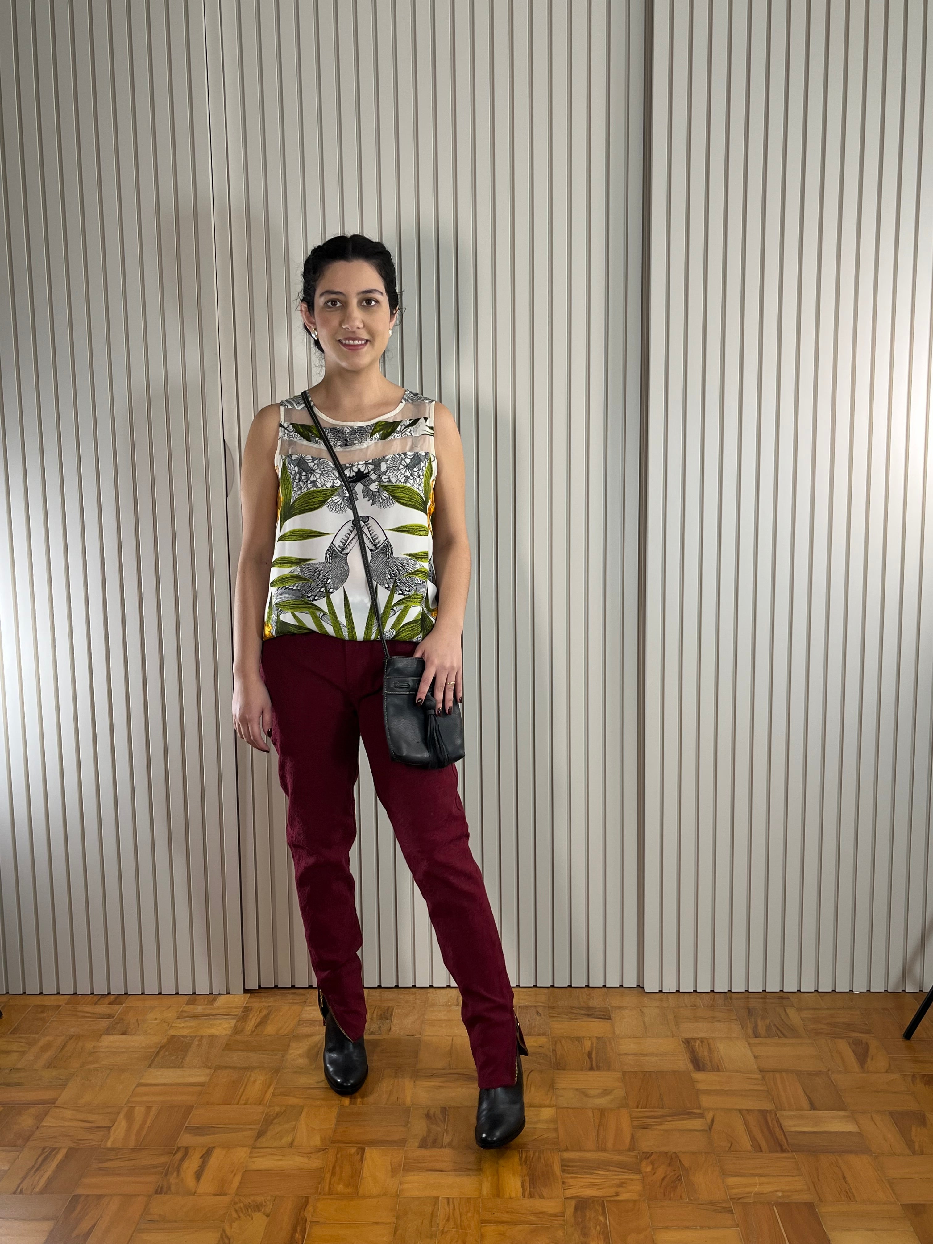 Calça Vinho Skinny Texturizada