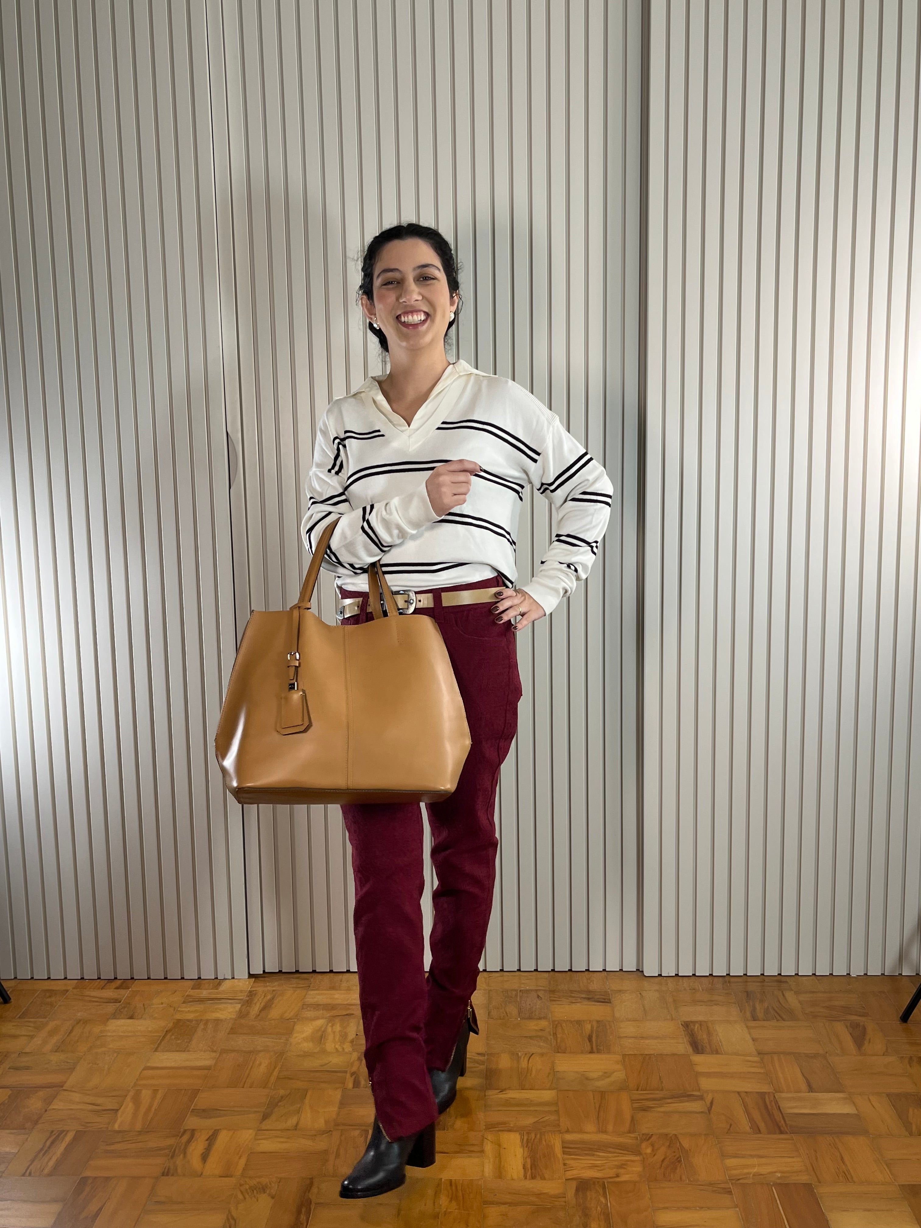 Bolsa Grande de Couro Bege