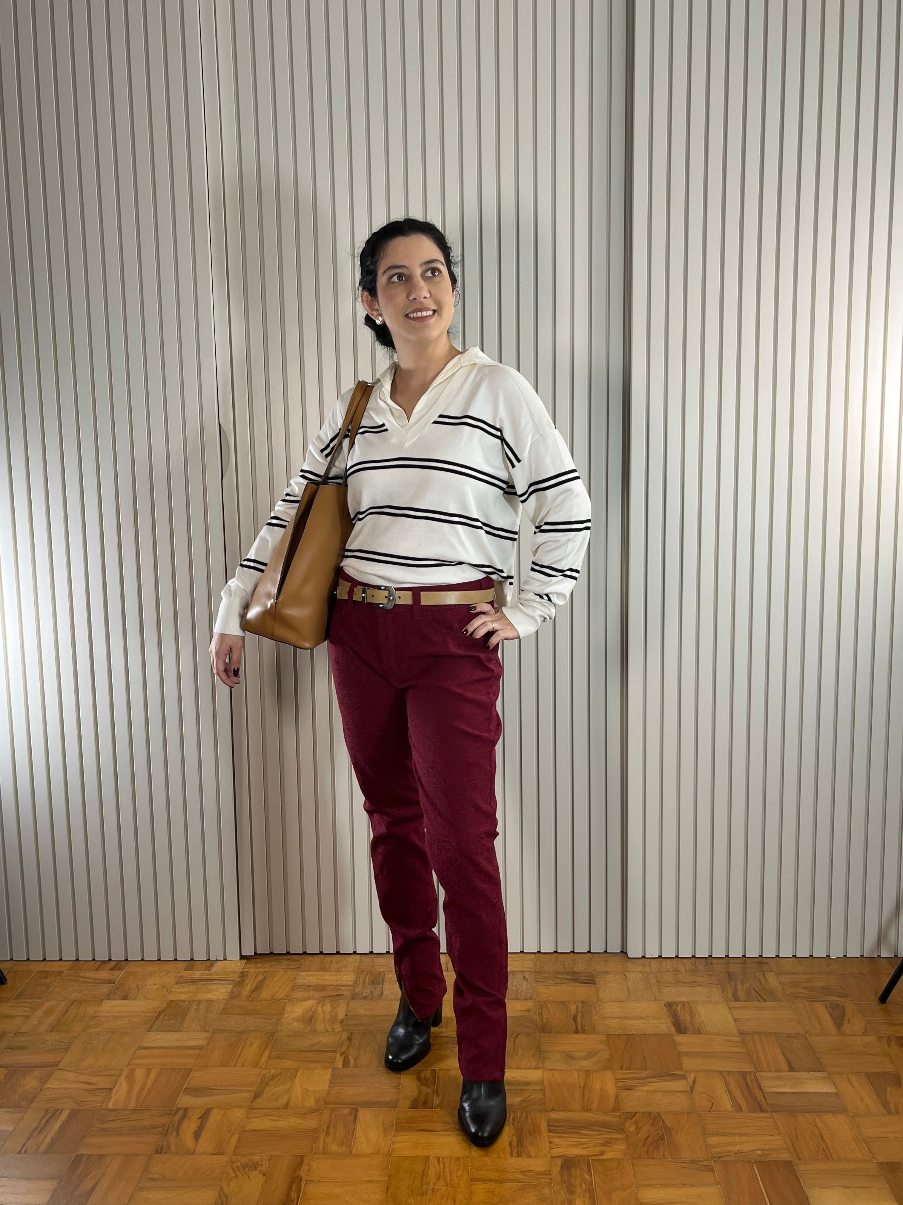 Calça Vinho Skinny Texturizada