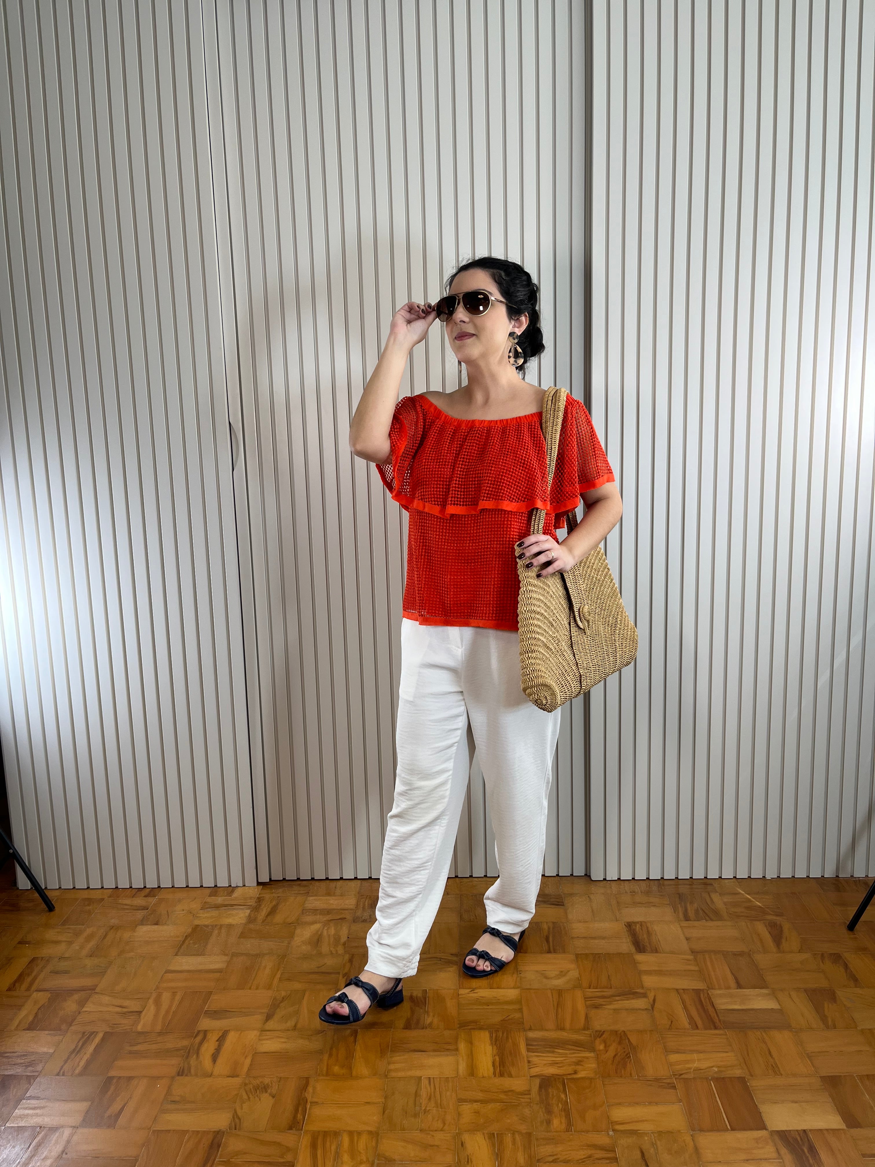 Blusa Laranja ombro a Ombro
