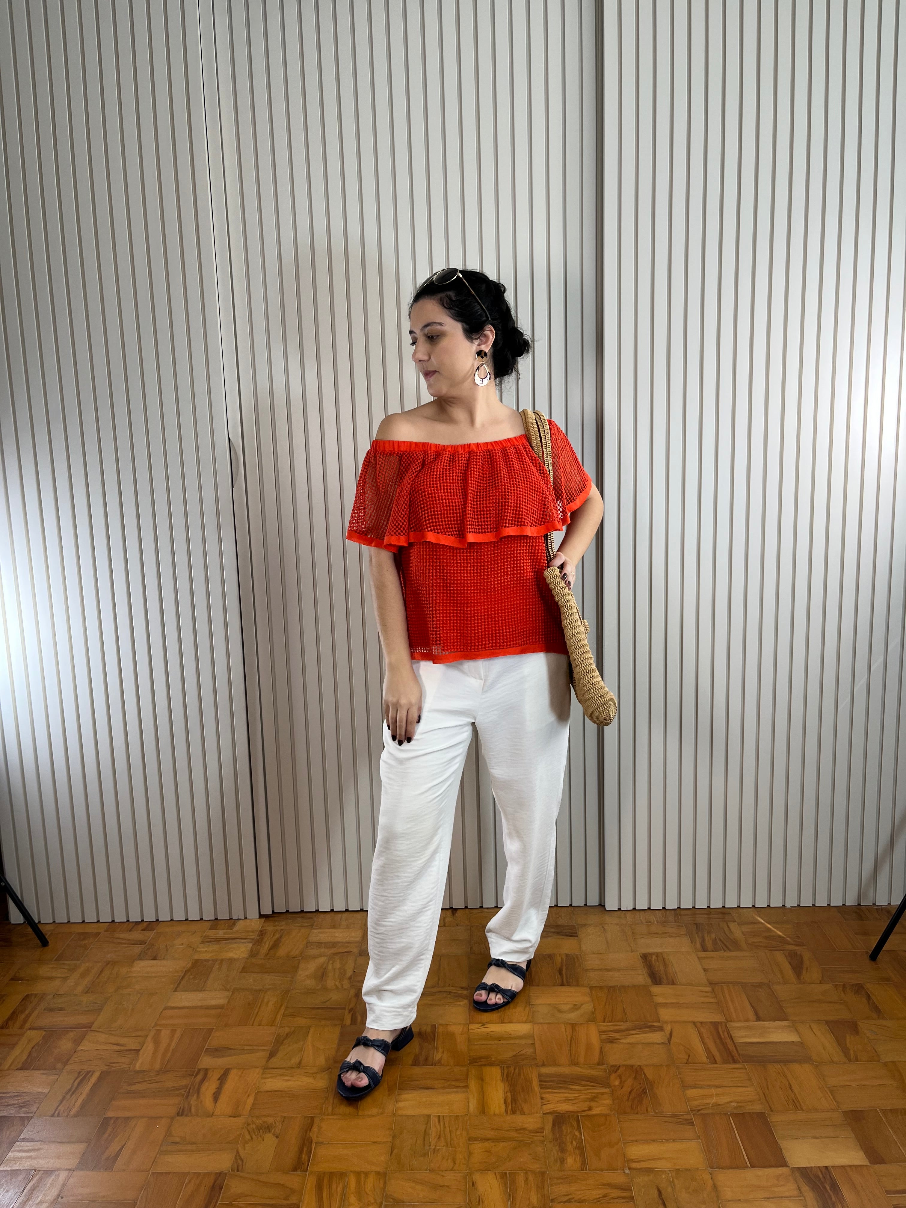 Blusa Laranja ombro a Ombro