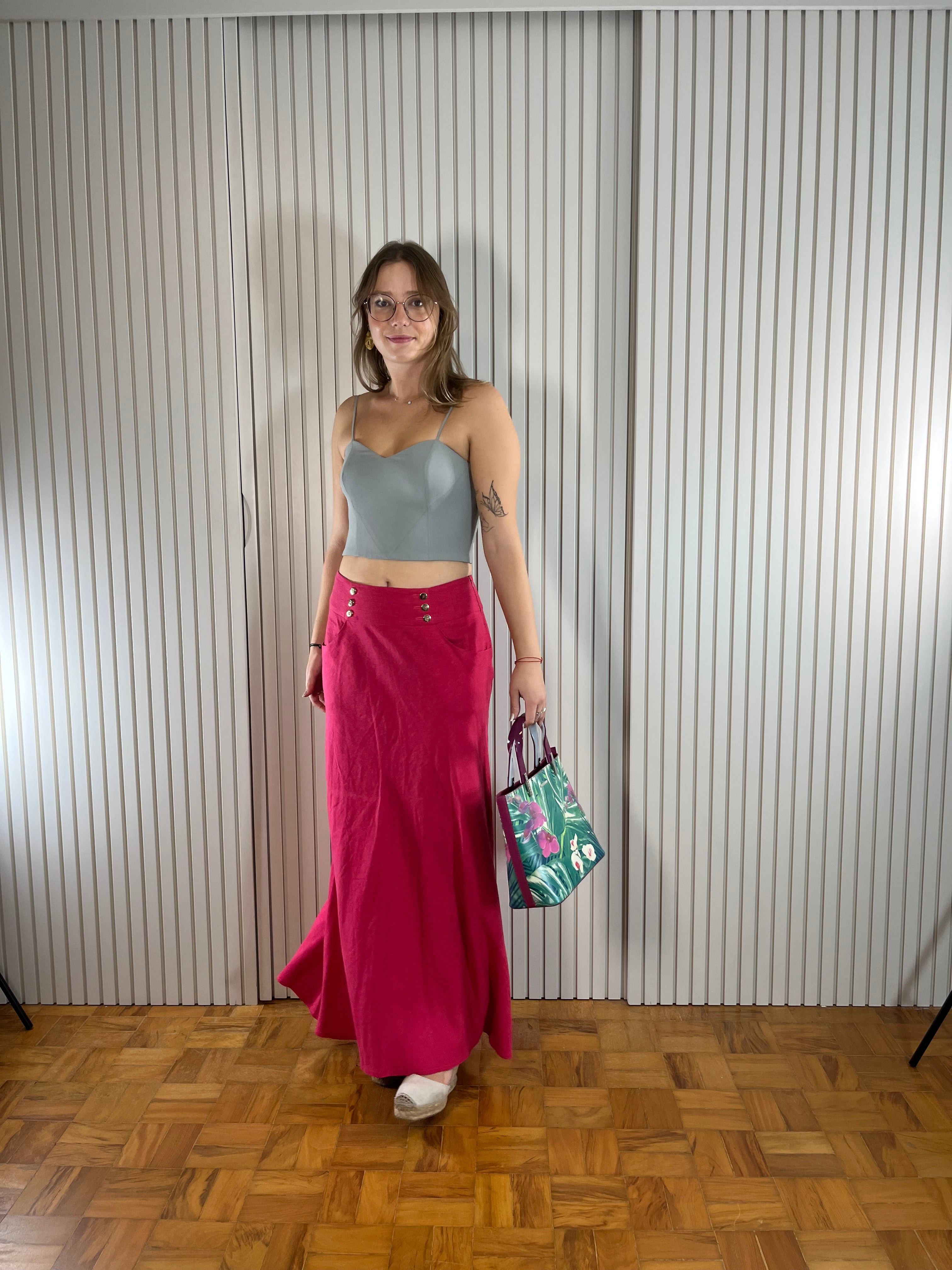 Bolsa Média com Estampa Floral