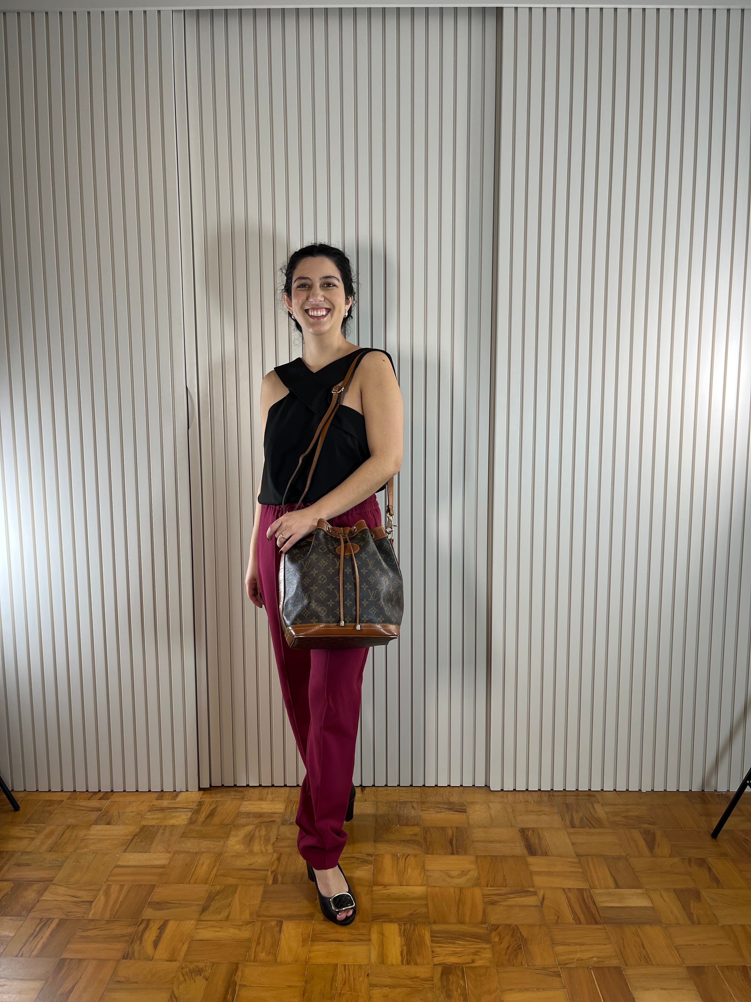 Bolsa Média Marrom com Monograma