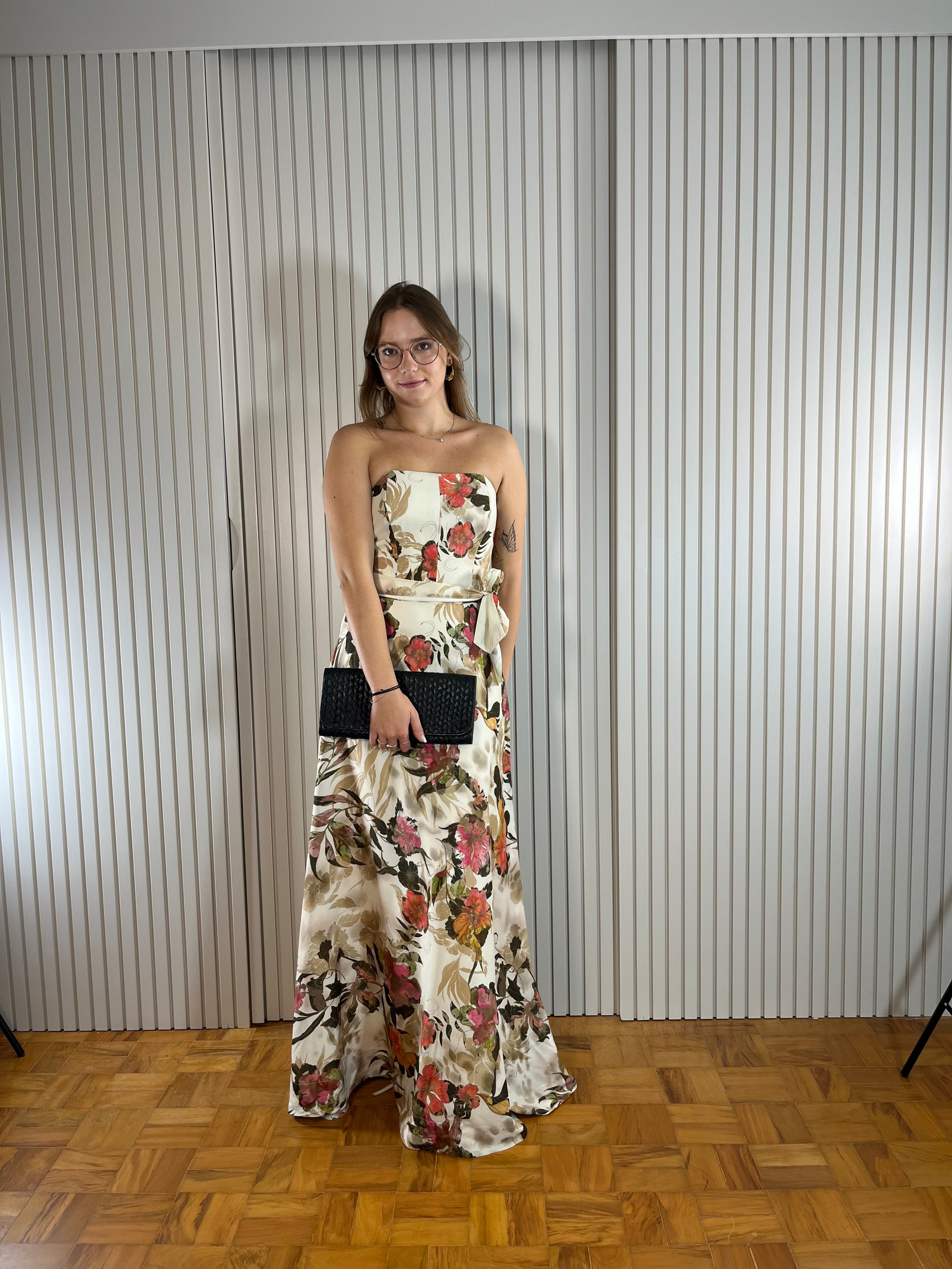 Vestido Longo Off-white Floral