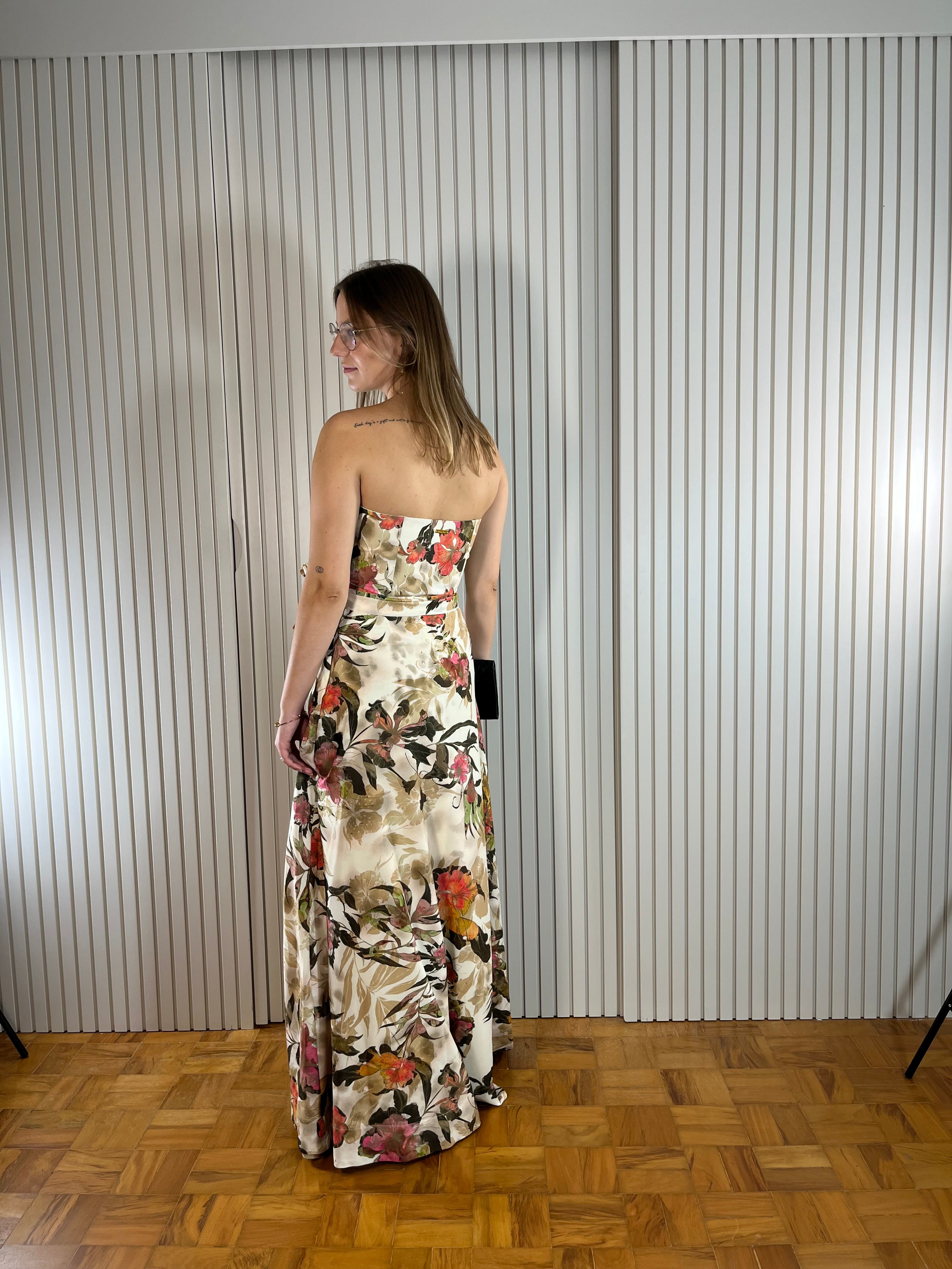 Vestido Longo Off-white Floral