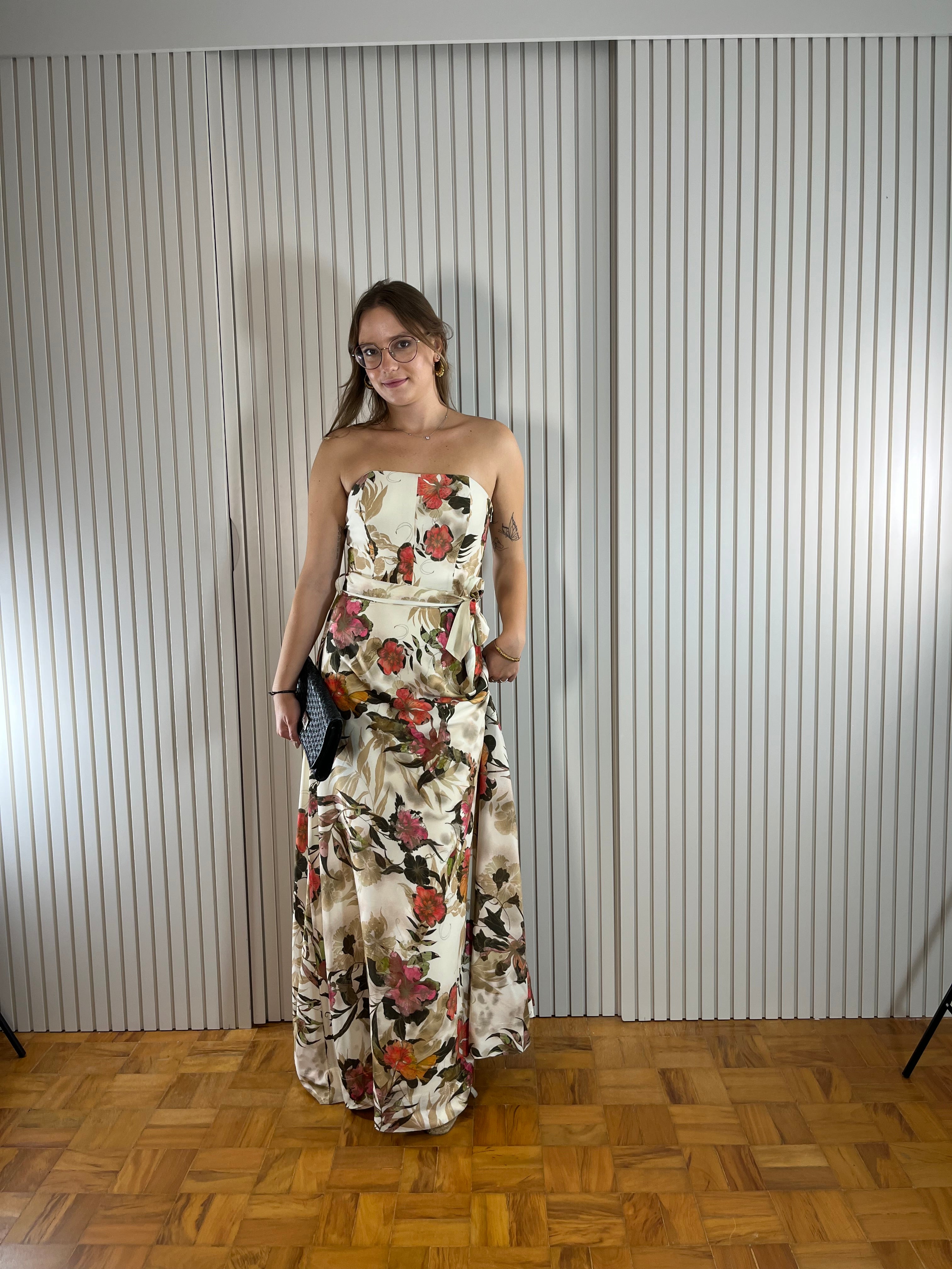 Vestido Longo Off-white Floral