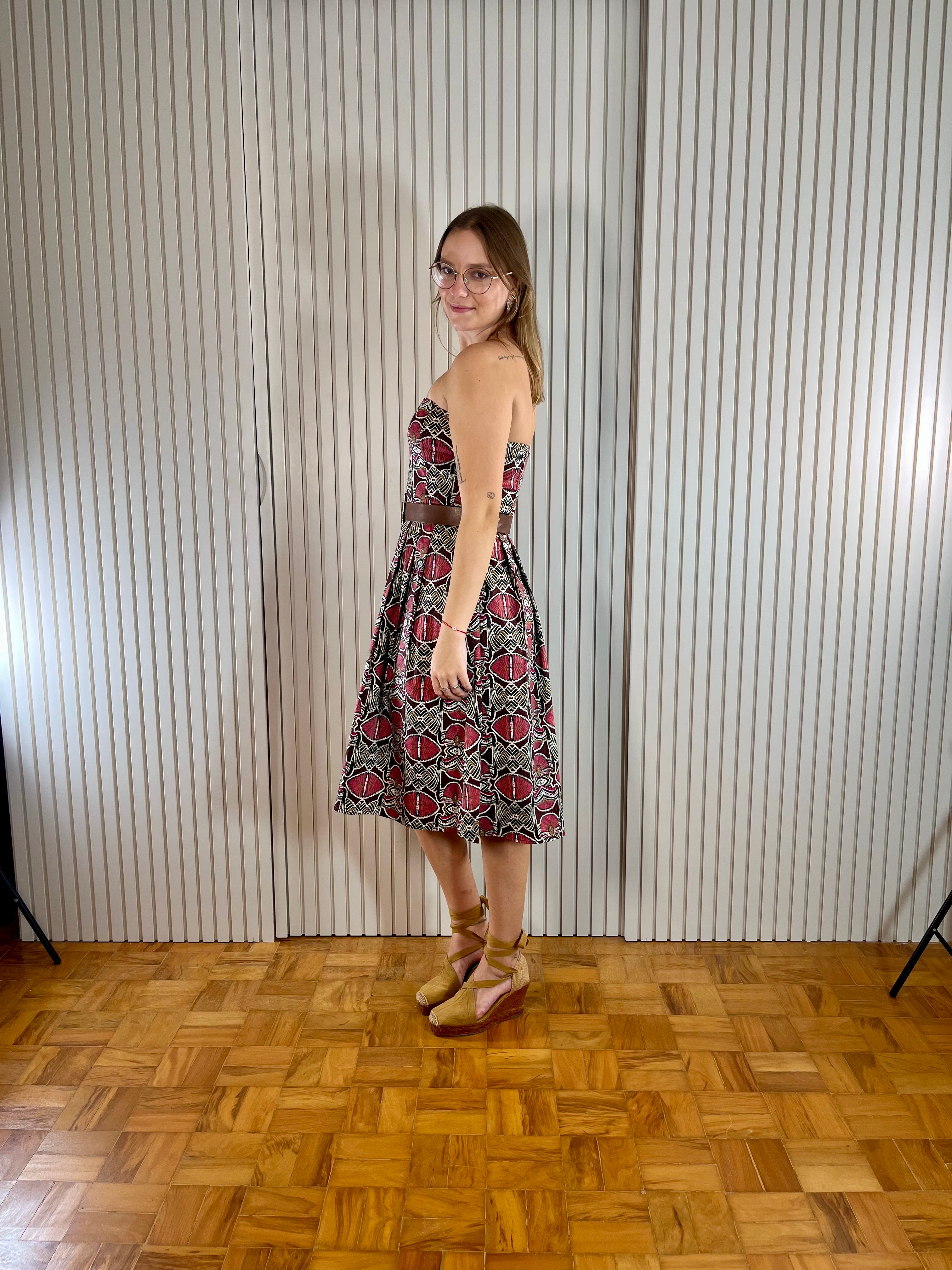 Vestido Curto Estampado Tomara Que Caia