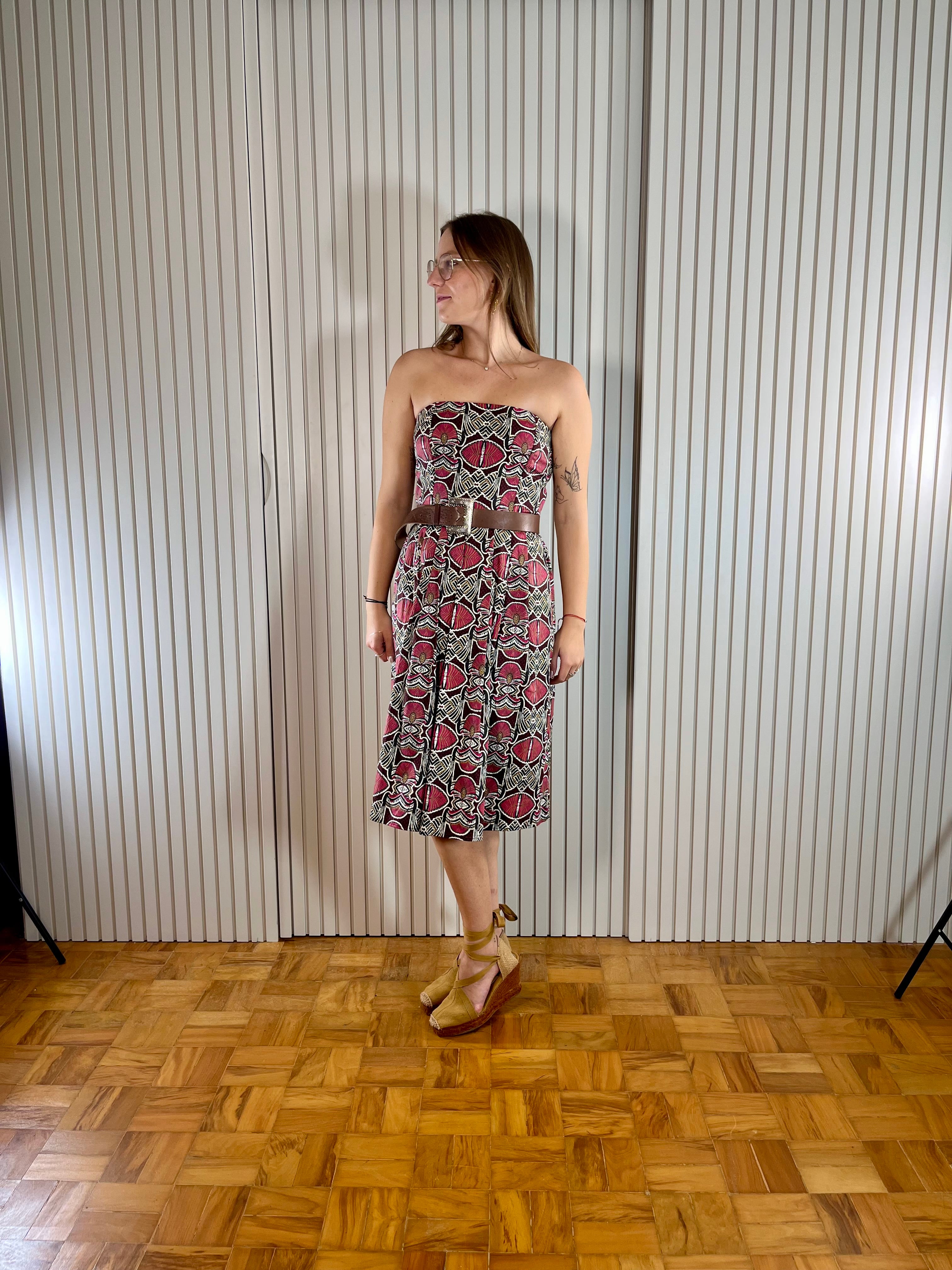 Vestido Curto Estampado Tomara Que Caia