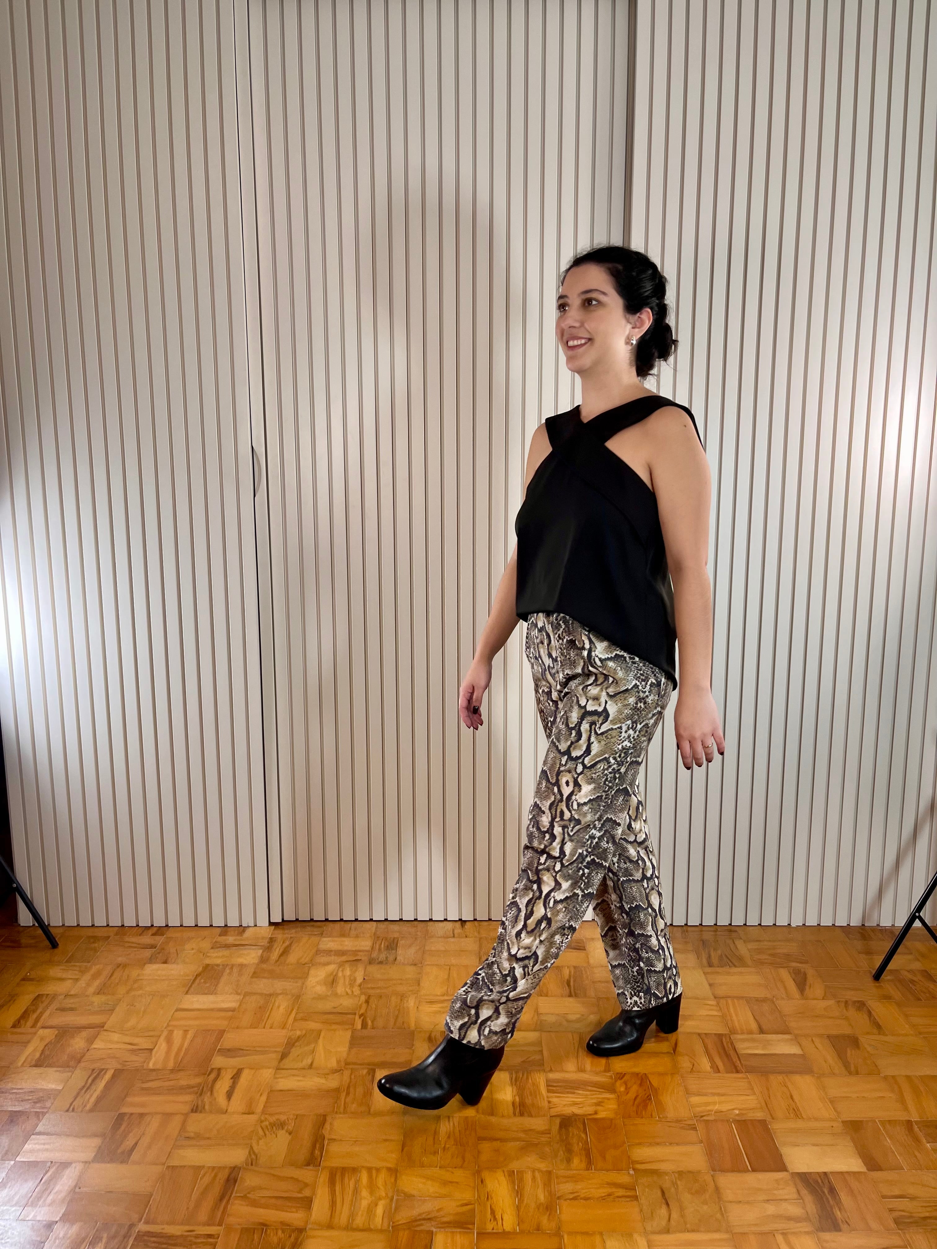 Calça Estampa de Cobra de Seda