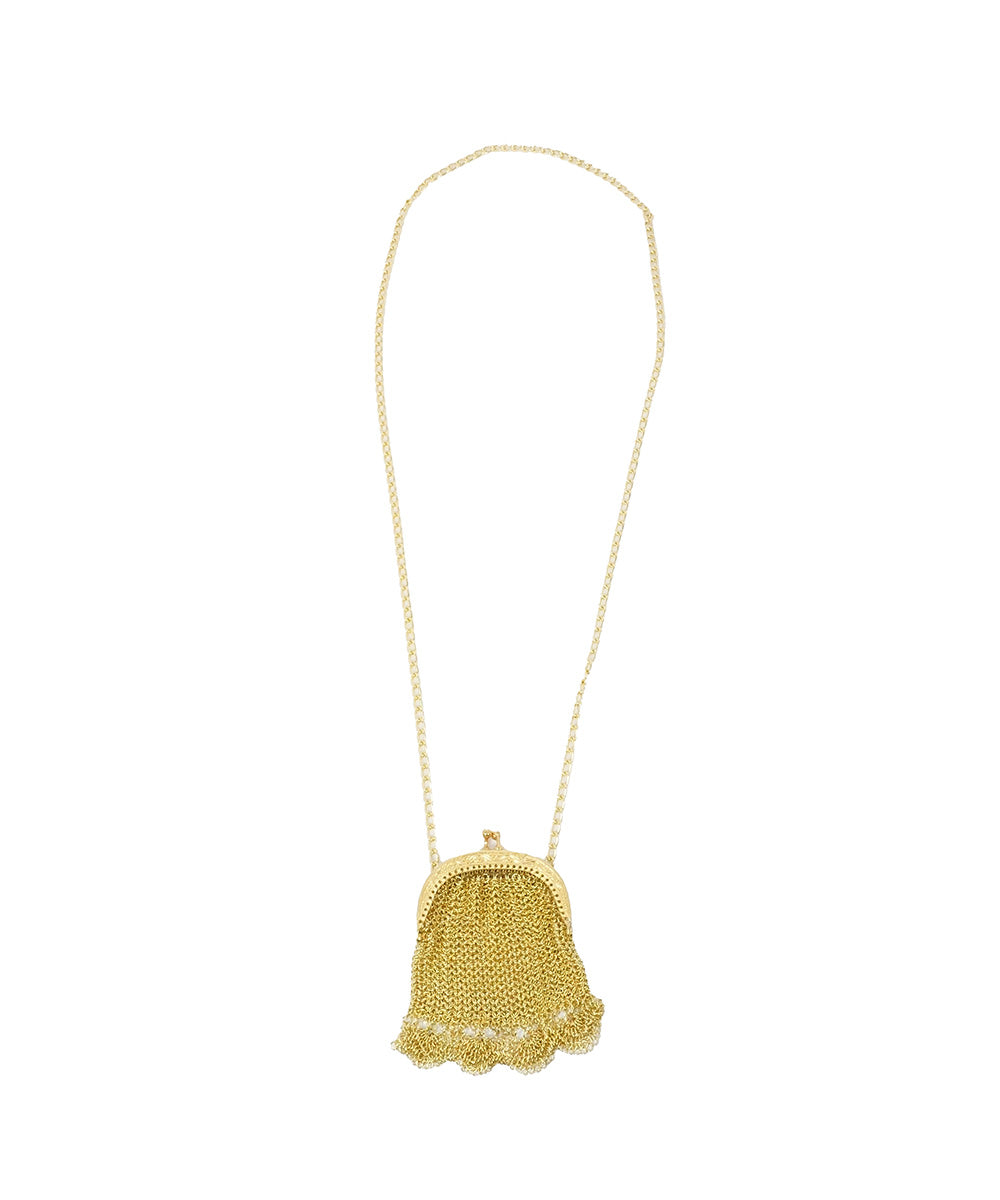 Colar com Bolsinha de Corrente Dourada