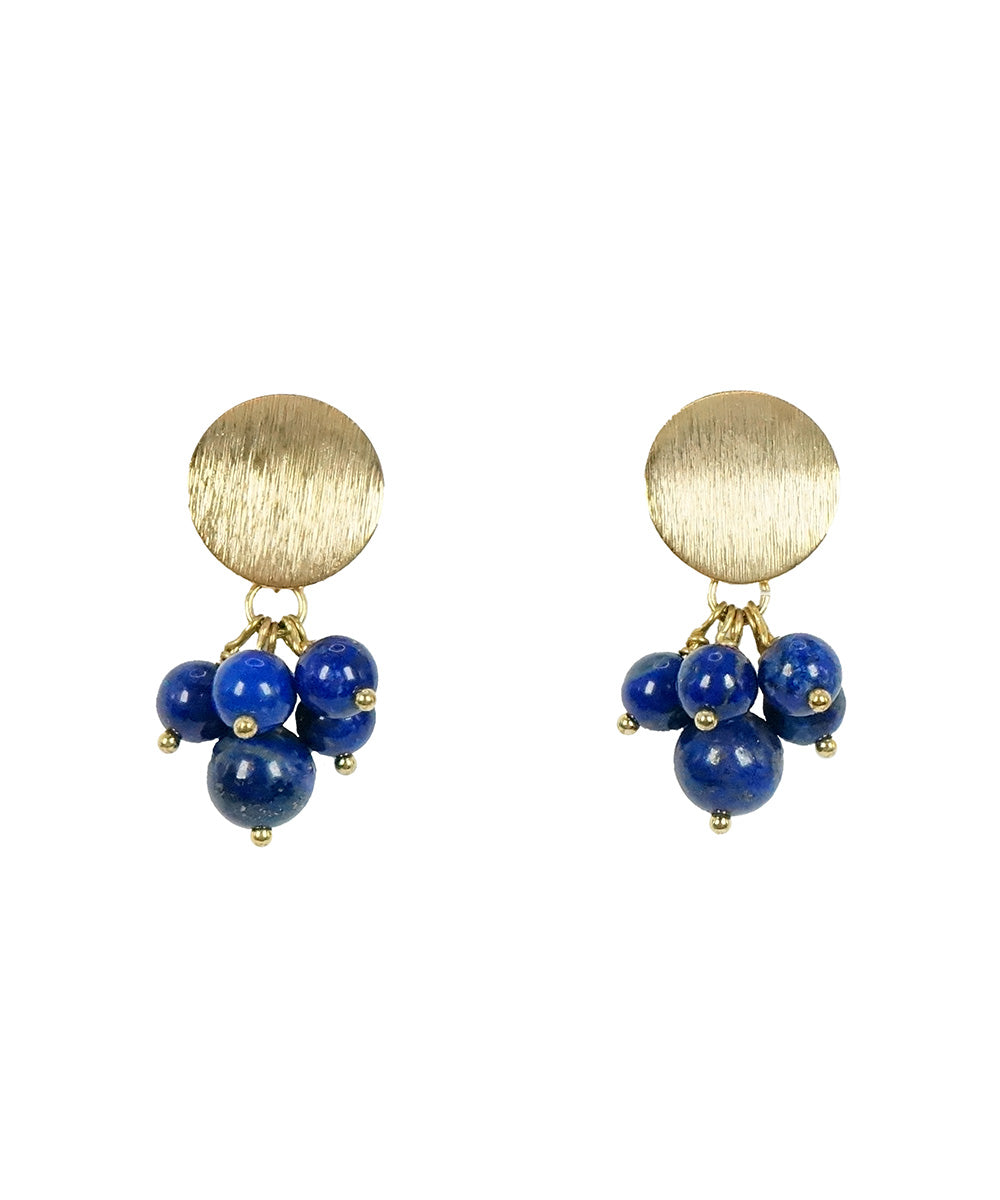 Brincos Dourados com Pedras Lapis-lazuli