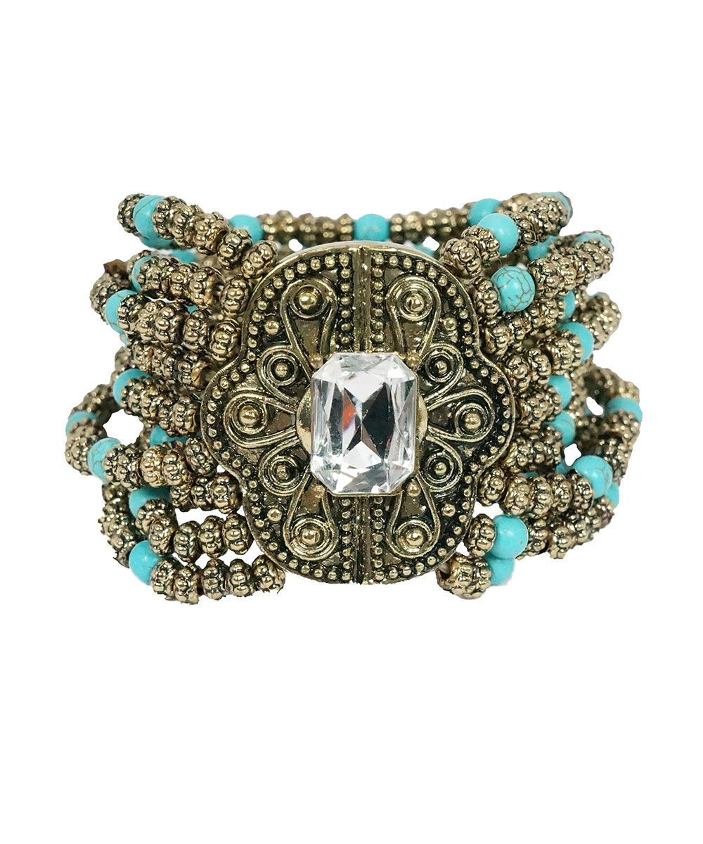 Pulseira Grande Miçangas e Metal