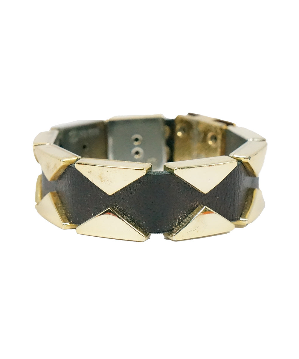 Pulseira de Couro com Dourado