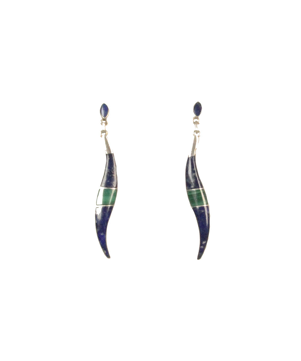Brincos Prata com Pedra Azul e Verde