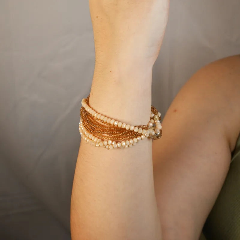 Pulseira com Miçangas Rosas