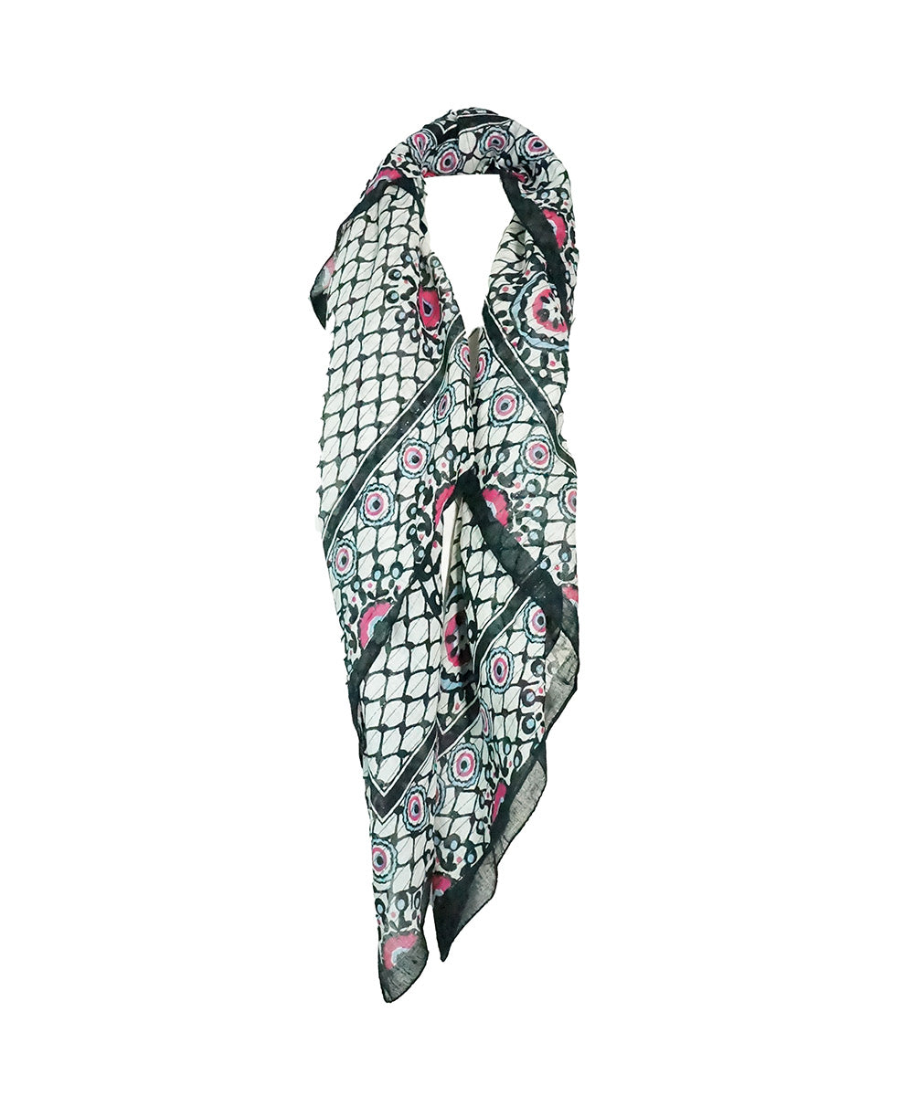 Lenço Branco Estampado