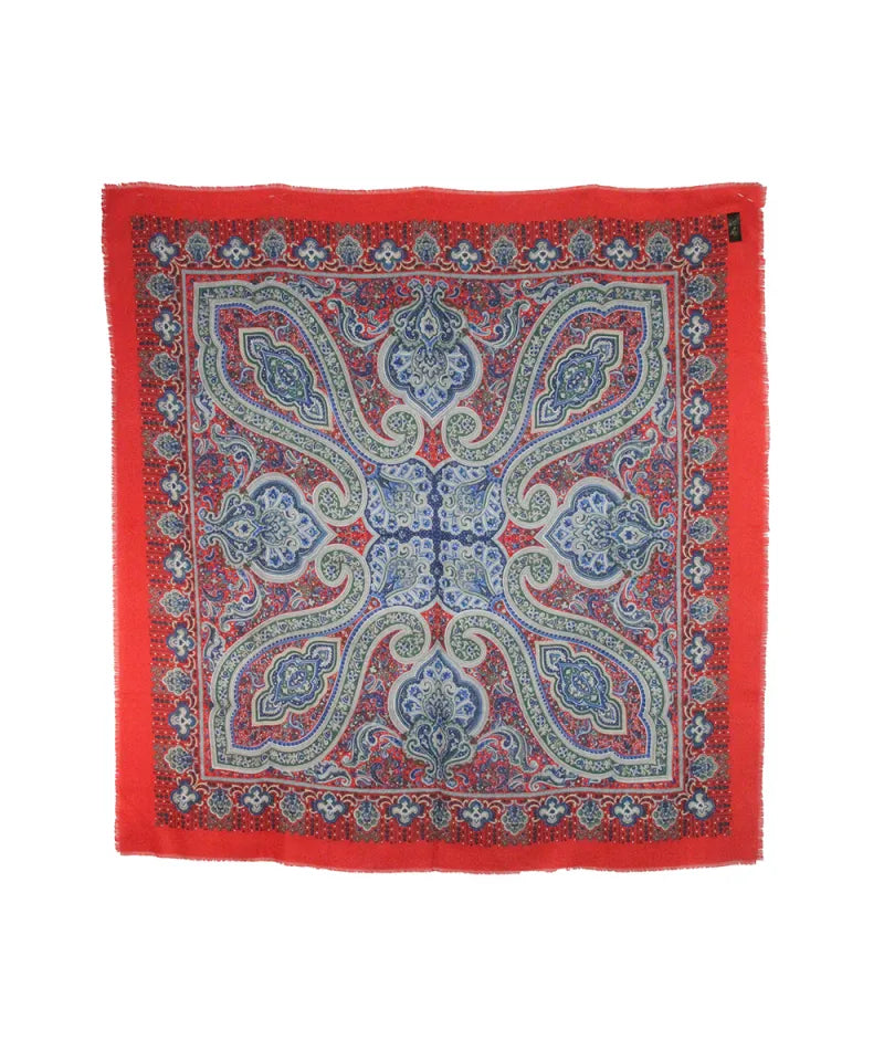 Lenço Estampado Vermelho e Azul