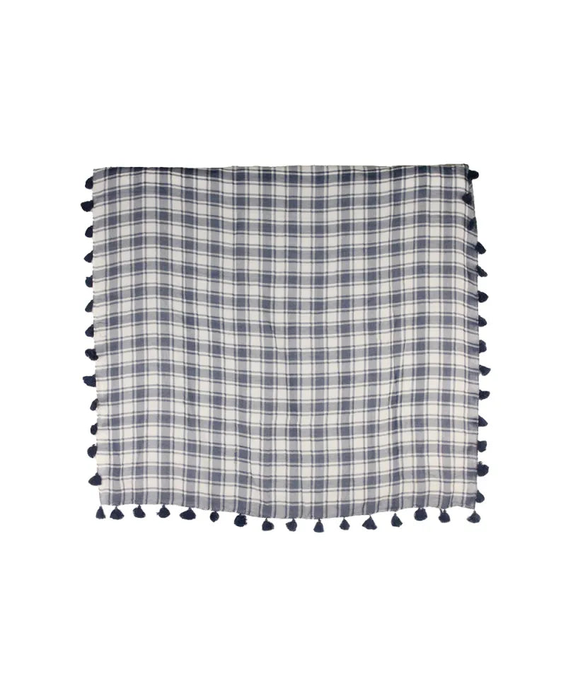Lenço Quadriculado Azul e Branco