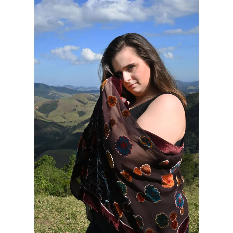 Lenço aveludado floral