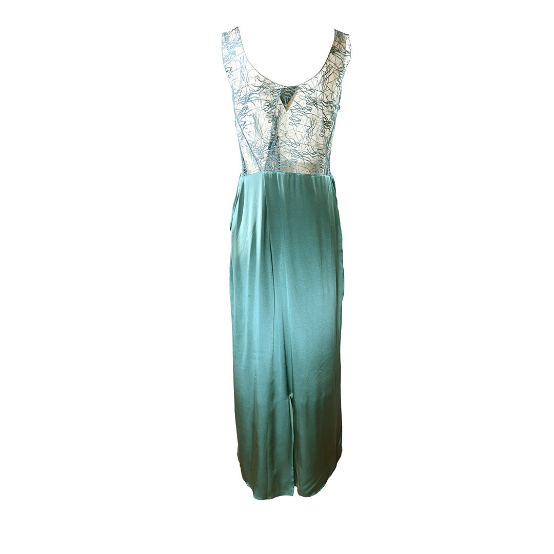 Vestido de festa verde com renda