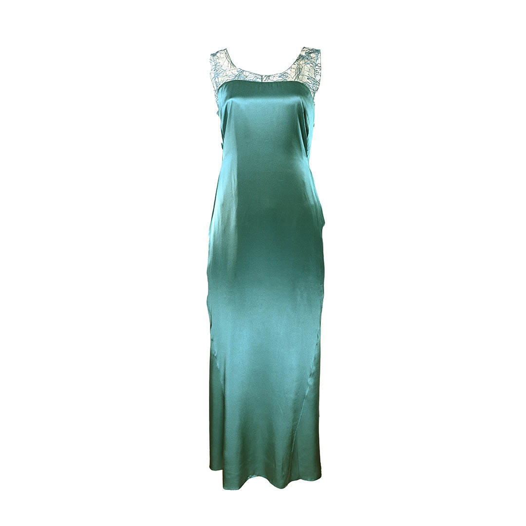 Vestido de festa verde com renda